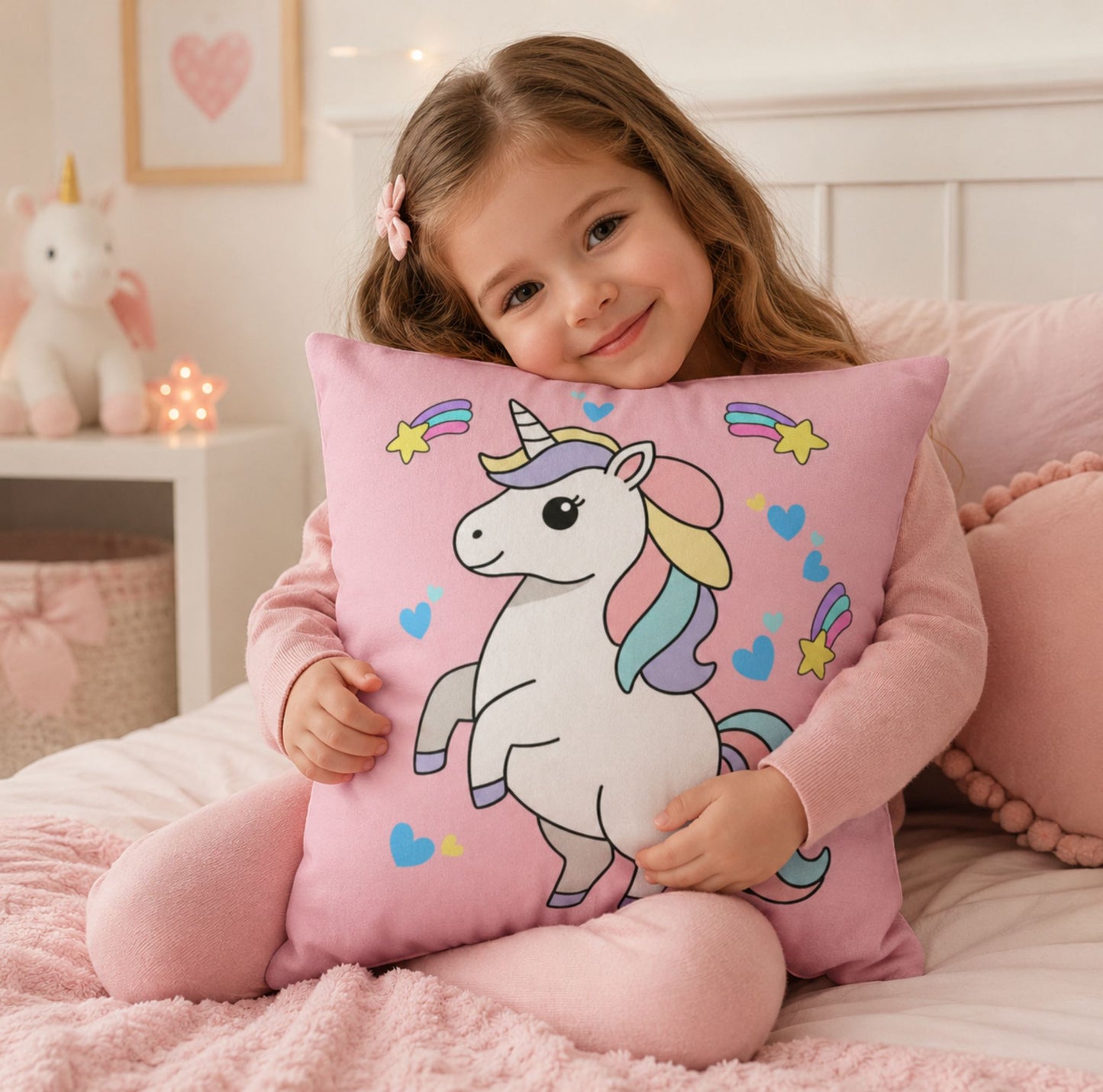 Prancing Magical Unicorn Pillow | Cute Rainbow Unicorn Throw Pillow