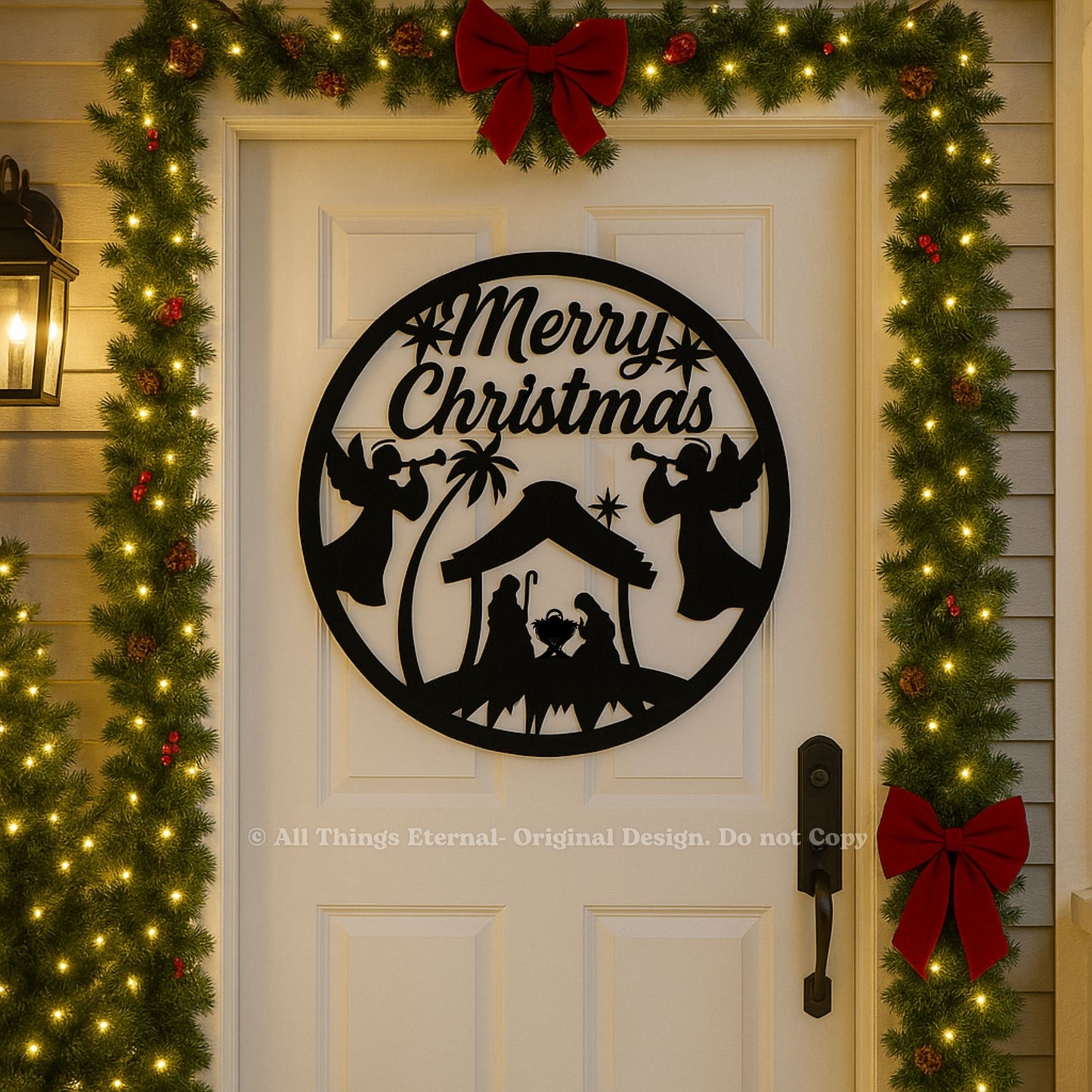 Personalized Merry Christmas Nativity Metal Sign | Custom Holiday Wall Décor