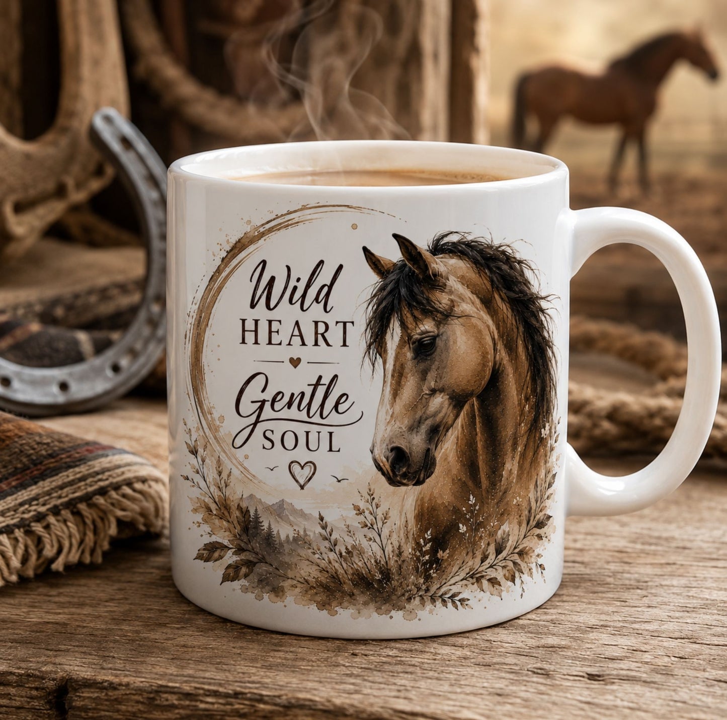 Wild Heart Gentle Soul Horse Mug – Equestrian Coffee Cup Gift for Horse Owners