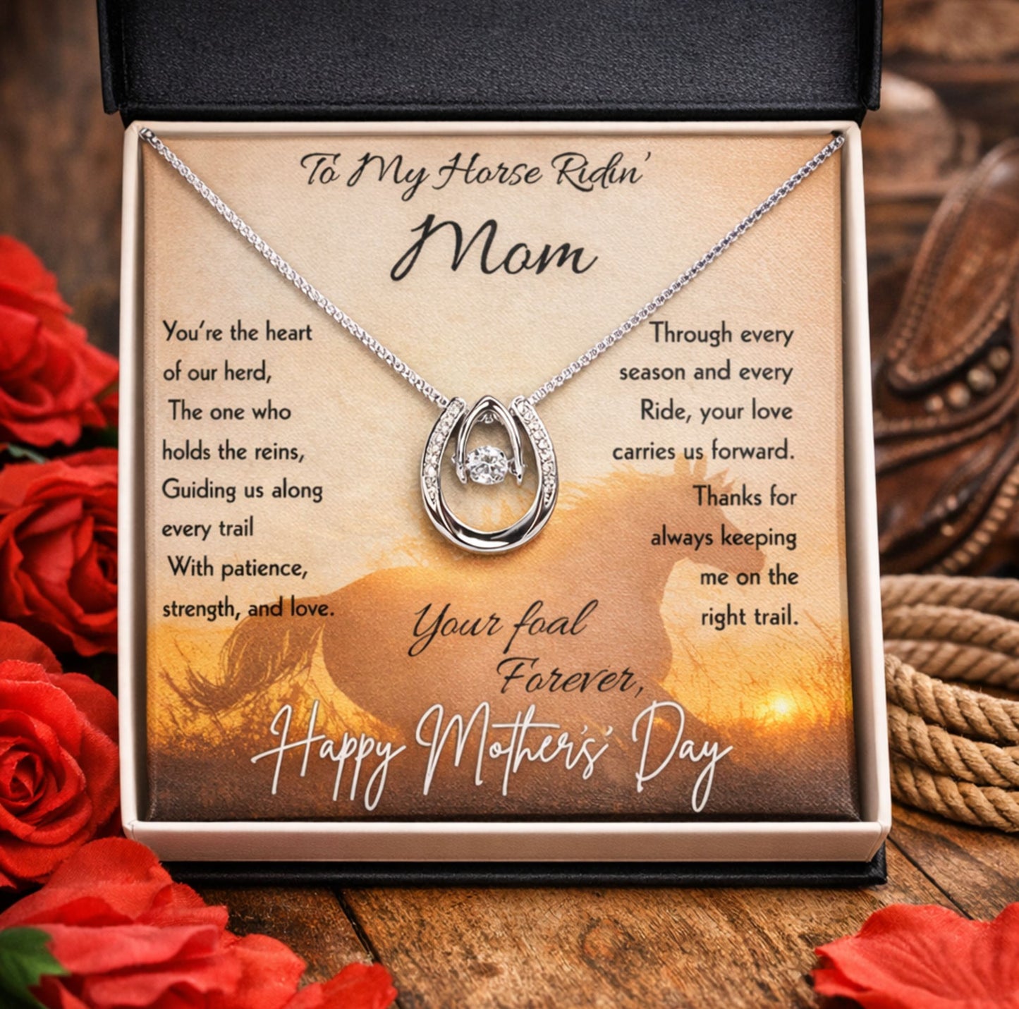 To My Horse Ridin' Mom Necklace – Horse Lover Gift for Mom | Mother's Day Jewelry