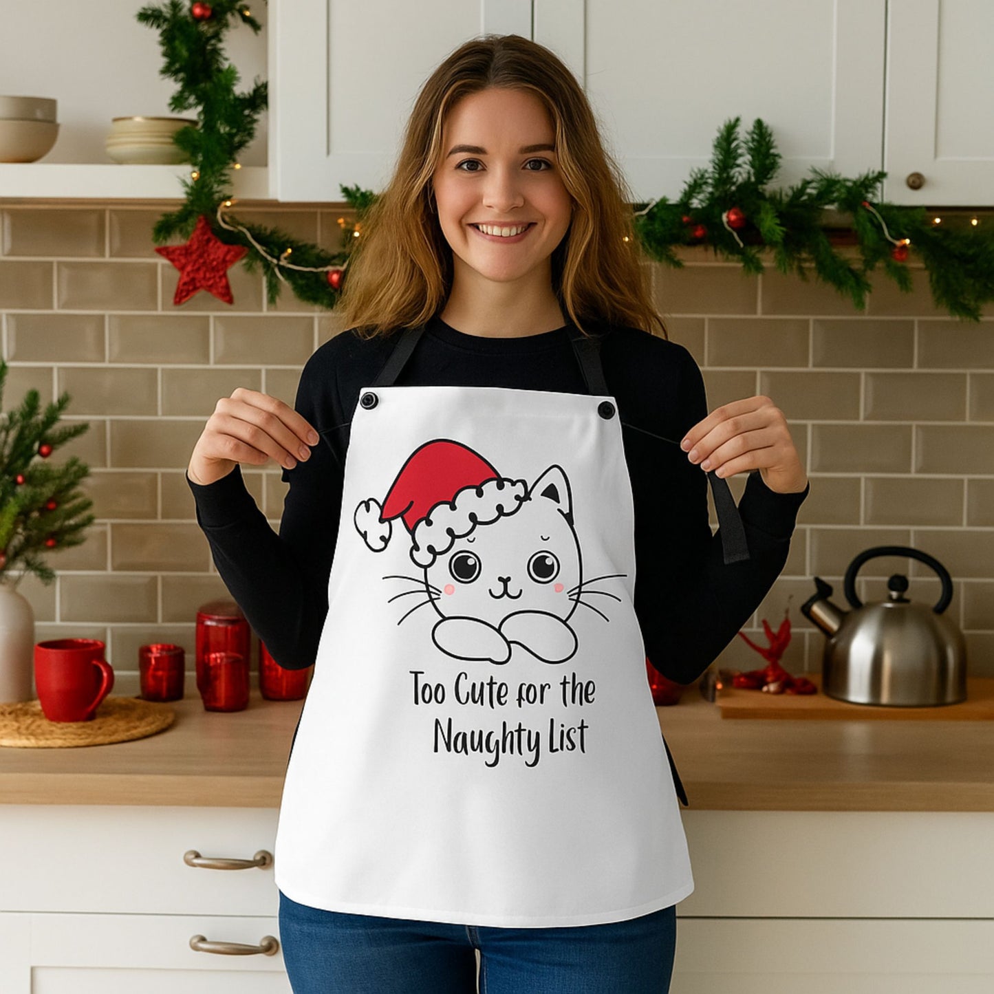 Too Cute Kitty Kat Apron – Funny Cat Cooking Apron, Christmas Gift
