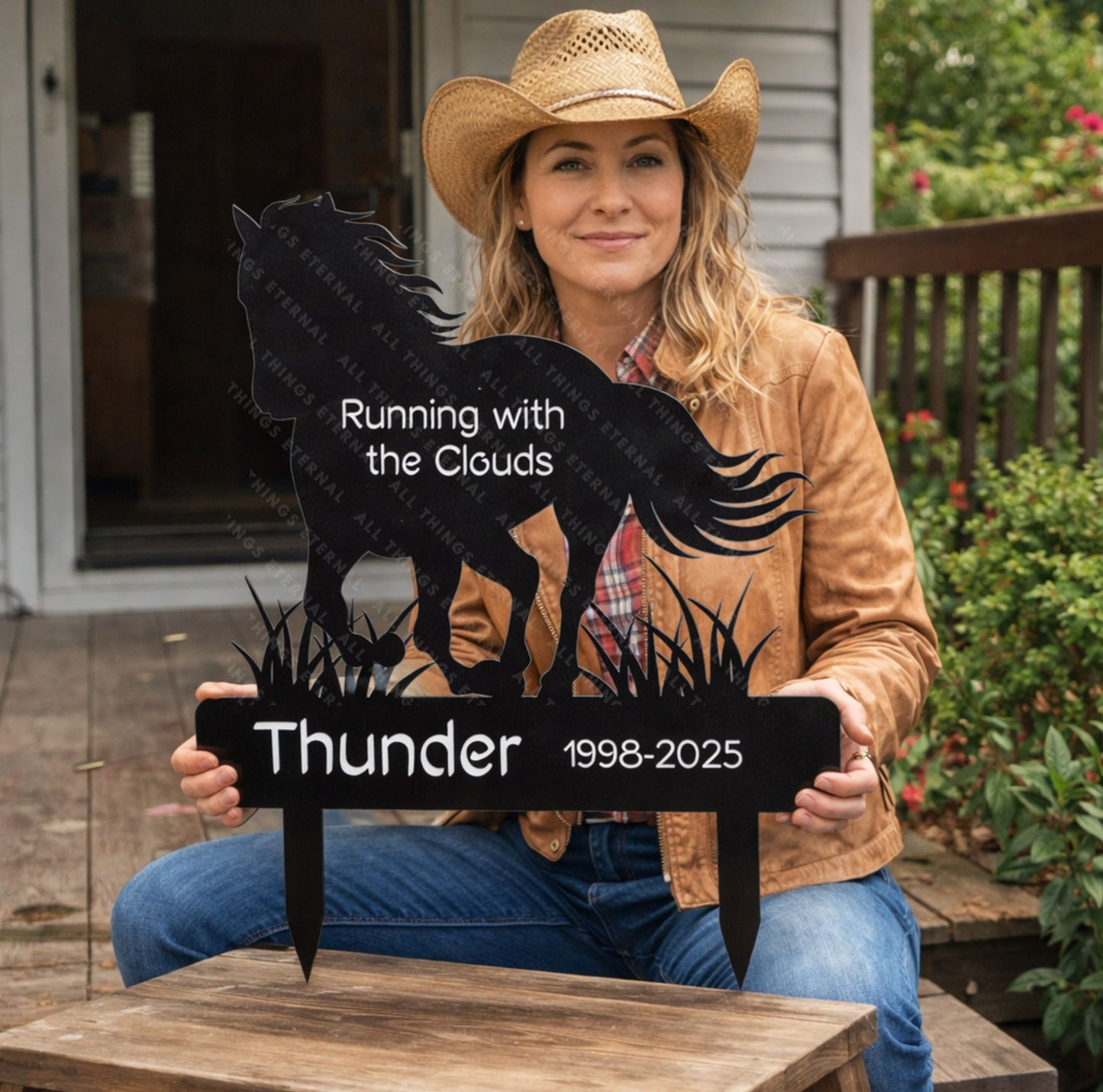 Custom Horse Memorial Metal Grave Marker – Personalized Tribute Sign