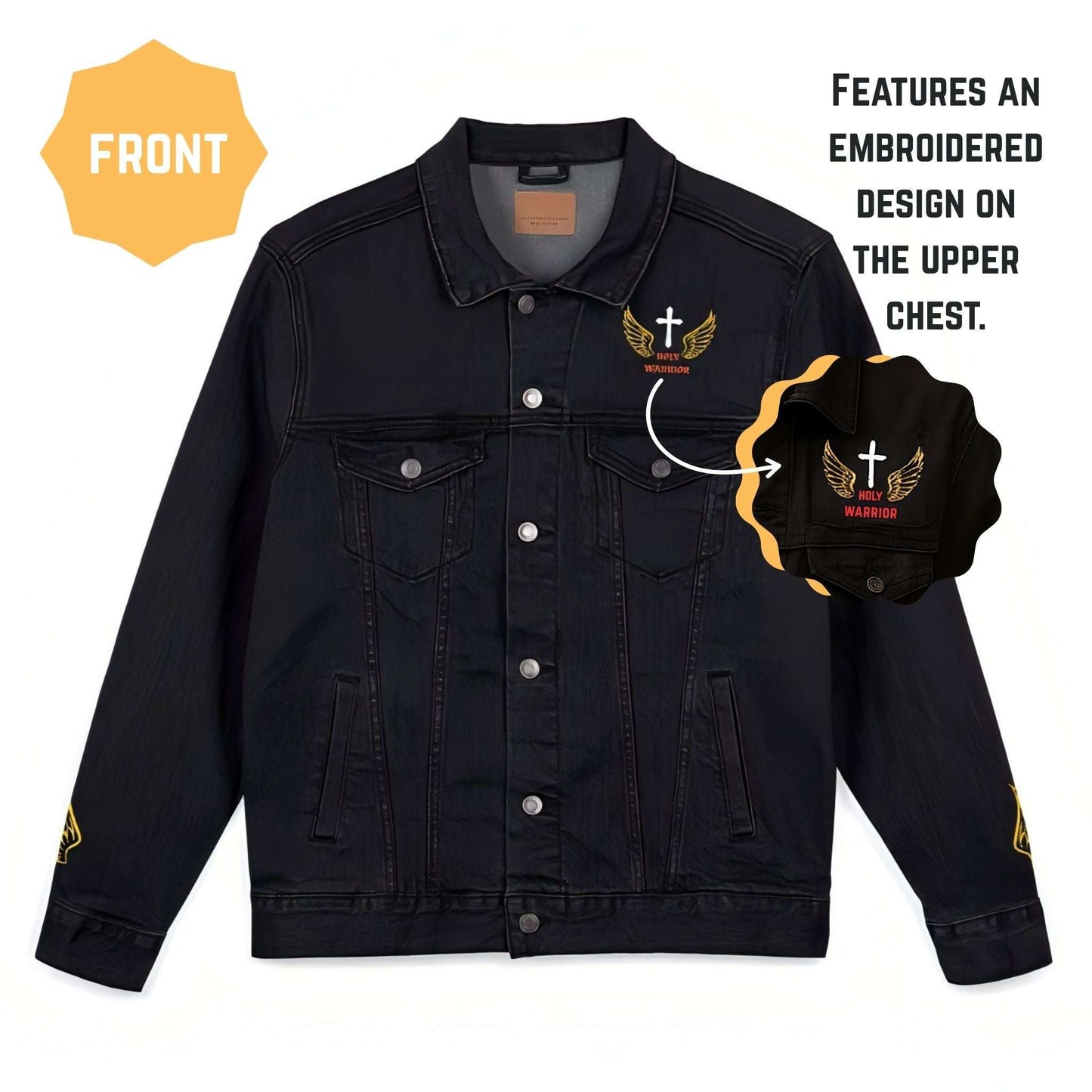 Unisex Christian Denim Jacket – Holy Warrior Religious Apparel