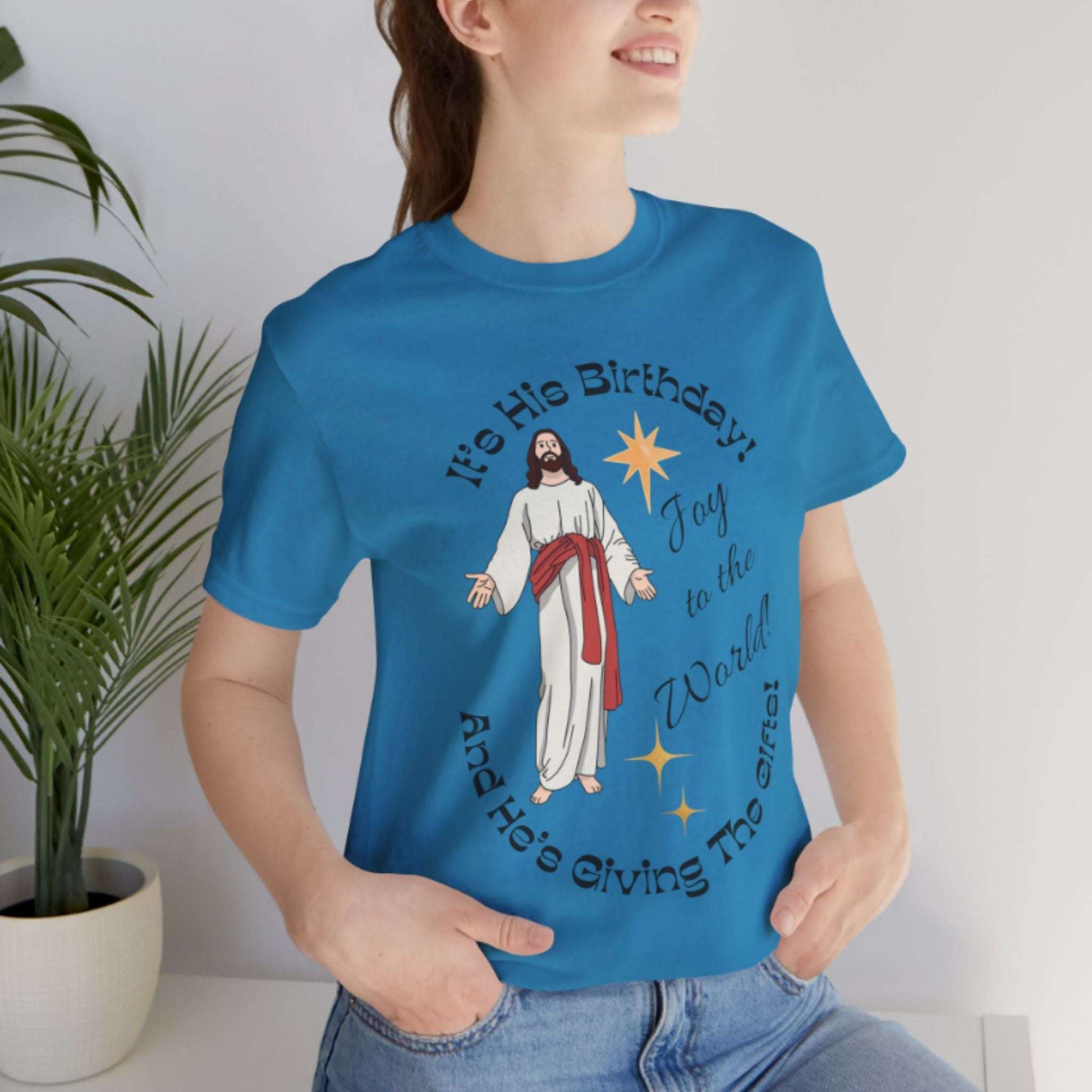 Joy To The World Christian Christmas T-Shirt | Jesus Birthday Tee
