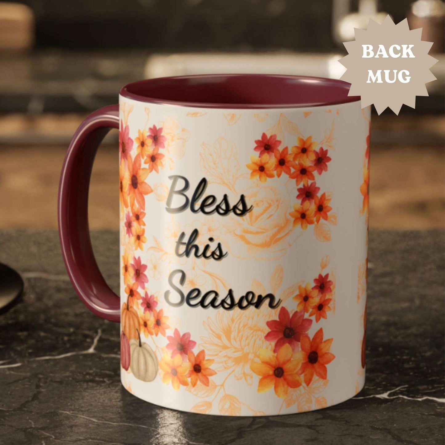 Fall Flowers Coffee Mug 11oz | Ceramic Tea Cup | Inspirational