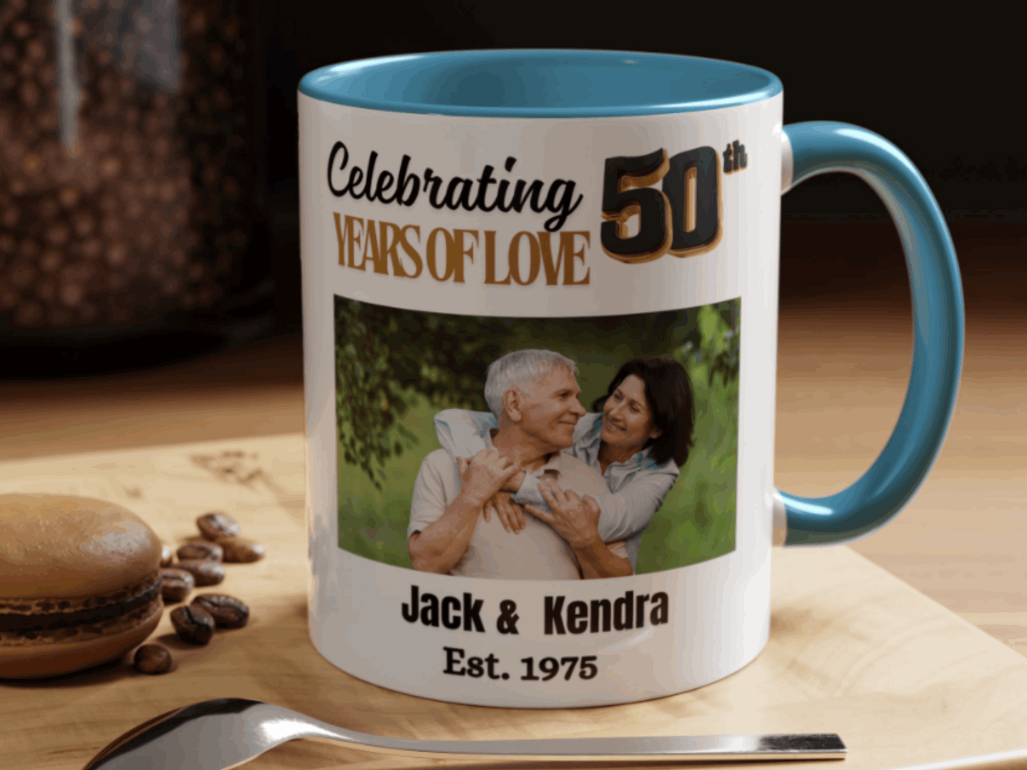 Custom 50th Anniversary Photo Mug-  Golden Wedding Gift for Couple