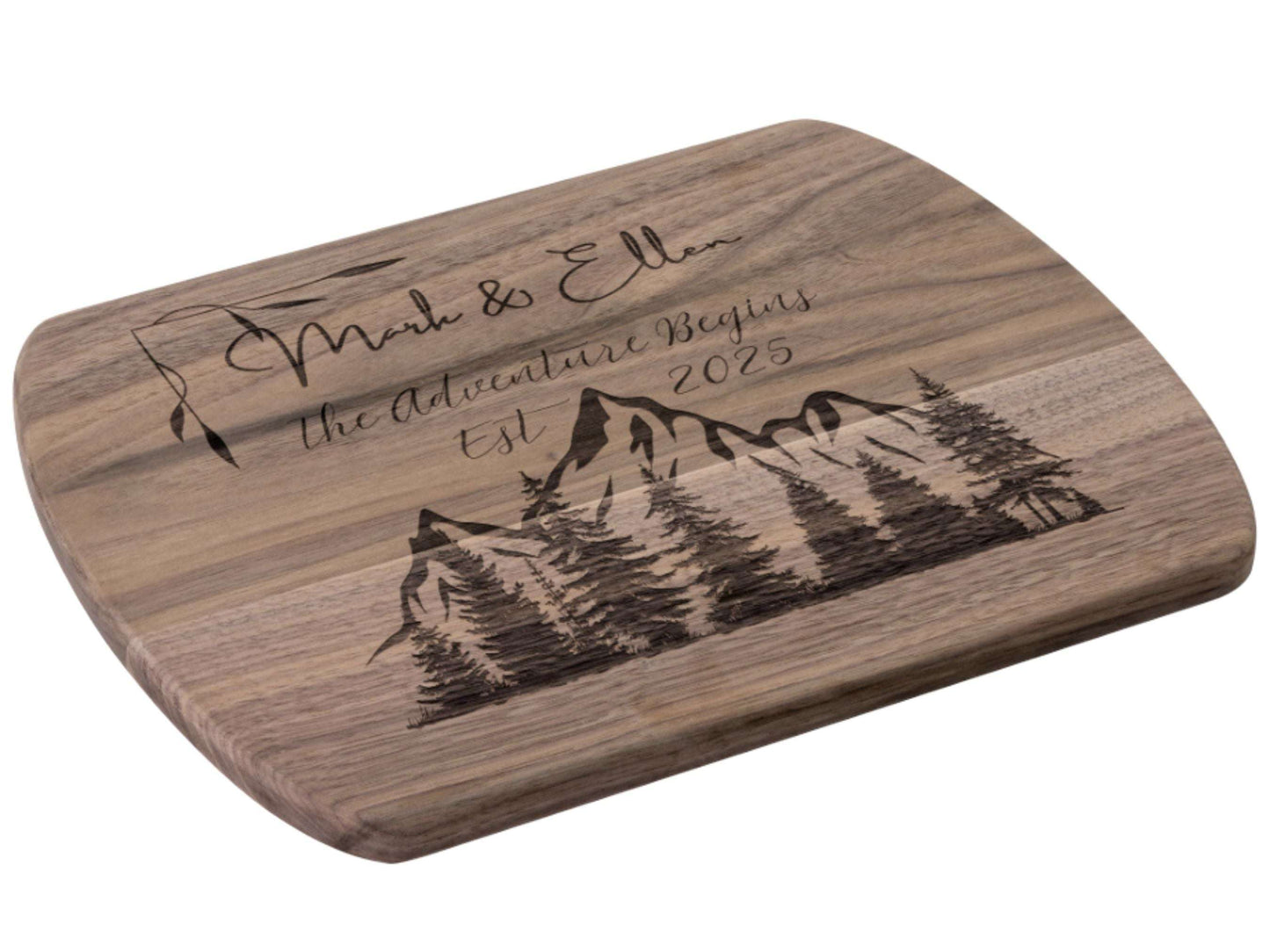 Personalized Camping Couple Cutting Board -Custom Name & Date – Outdoor Adventure Kitchen Decor