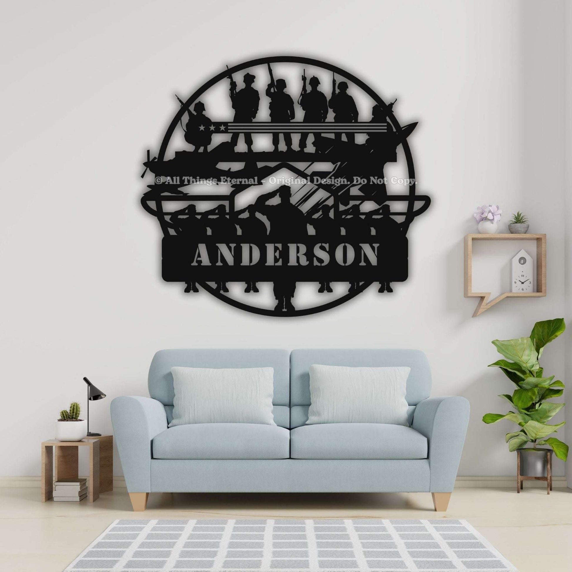 Custom Name Patriotic  Veterans & Soldiers Metal Wall Art Sign