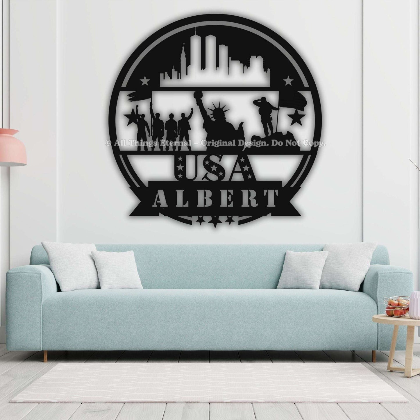 Personalized Patriotic Veterans Metal  Wall Sign