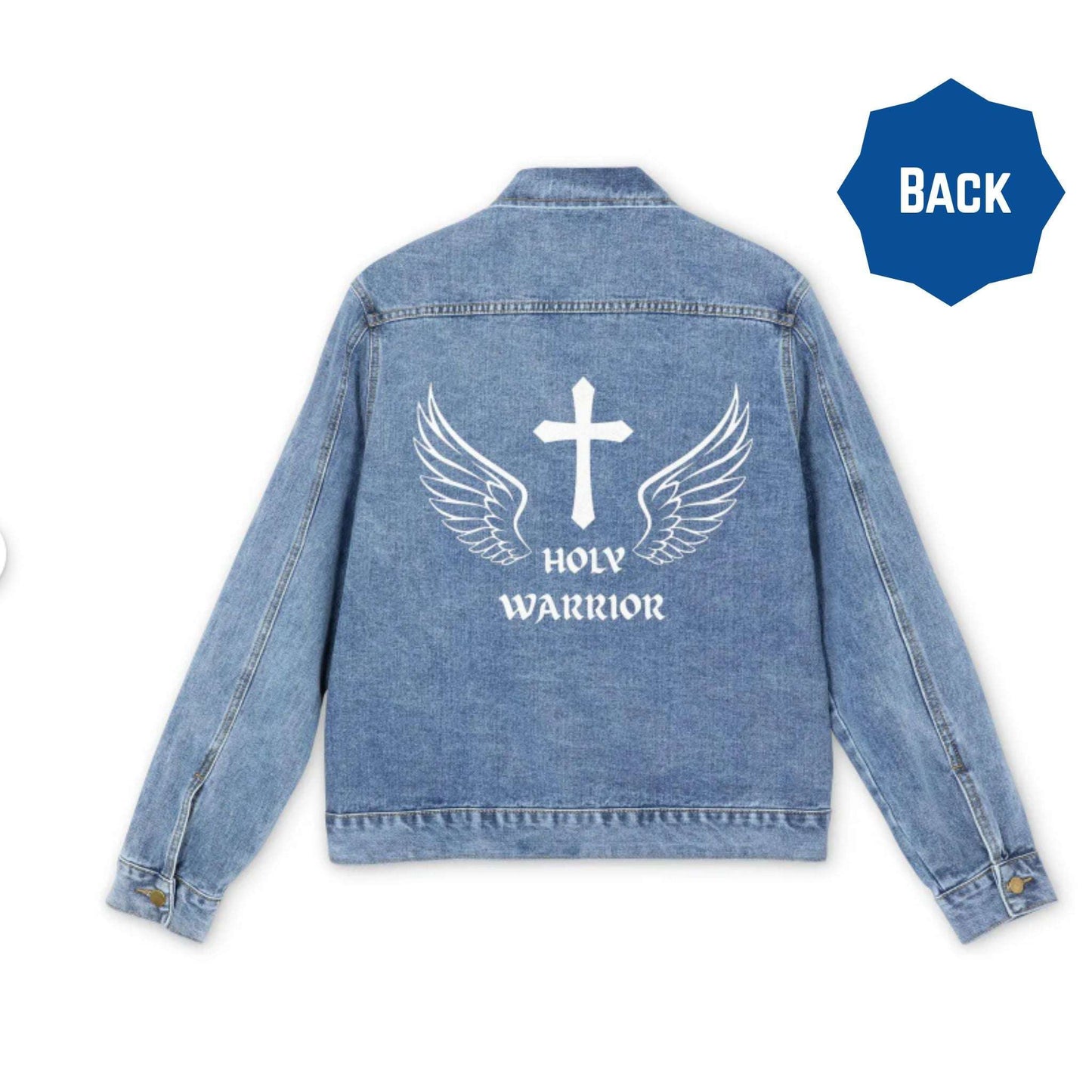 Holy Warrior Christian Denim Jacket – Inspirational Faith Apparel