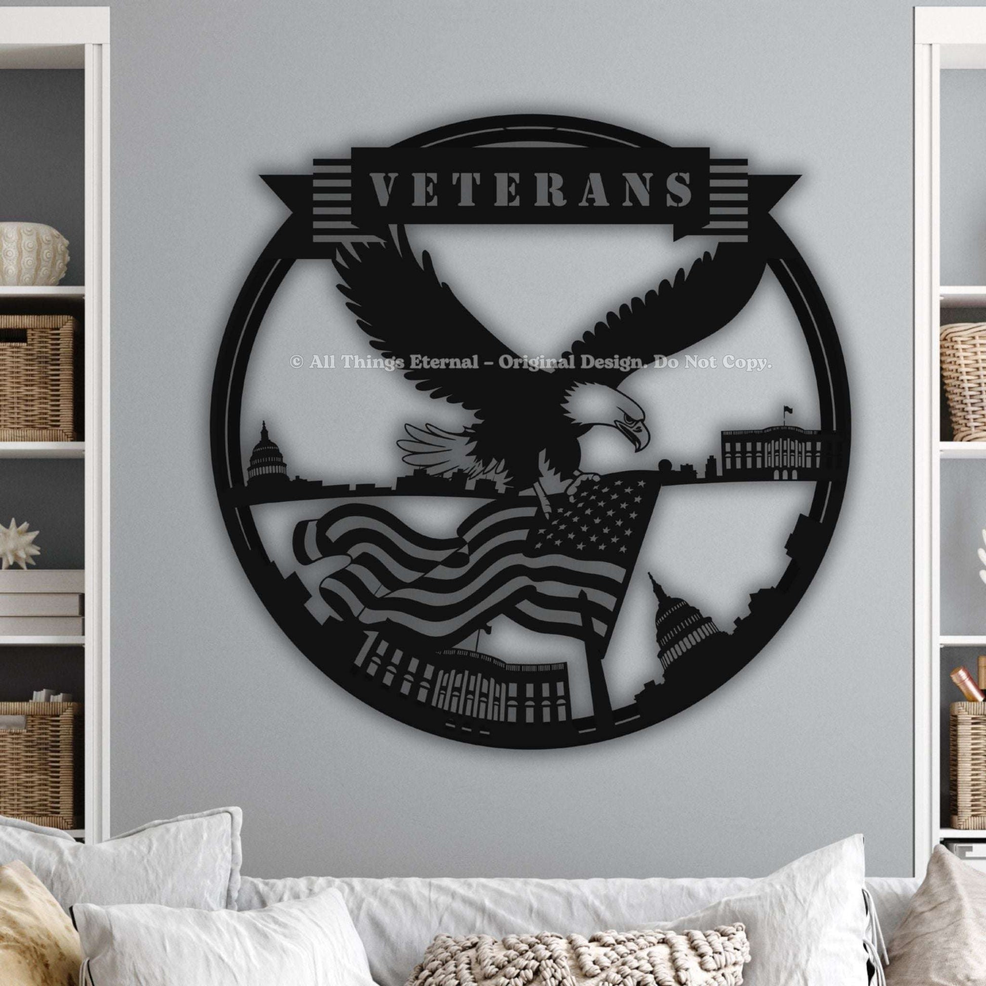 Custom Name Veterans Metal Wall   Hanging Art  Sign-Veterans Day Gift
