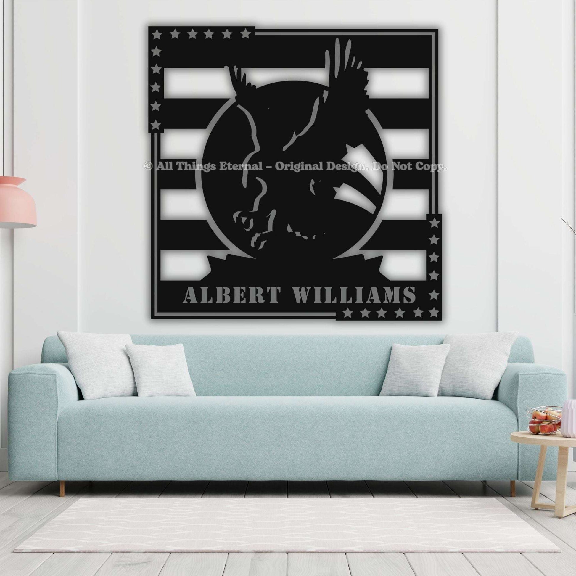 Custom Name Patriotic Veterans Metal Sign Decor Gift