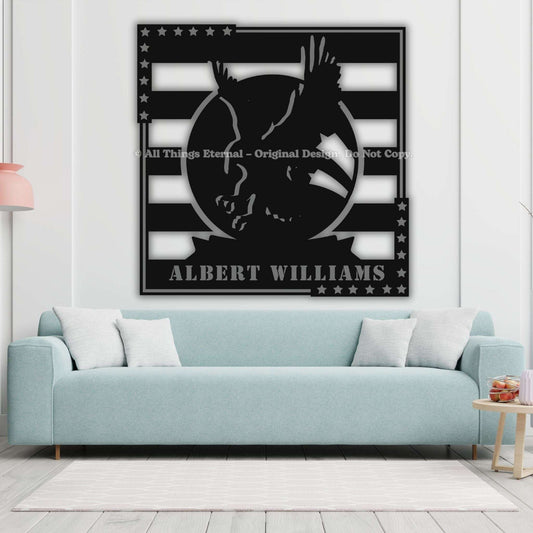 Custom Name Patriotic Veterans Metal Sign Decor Gift