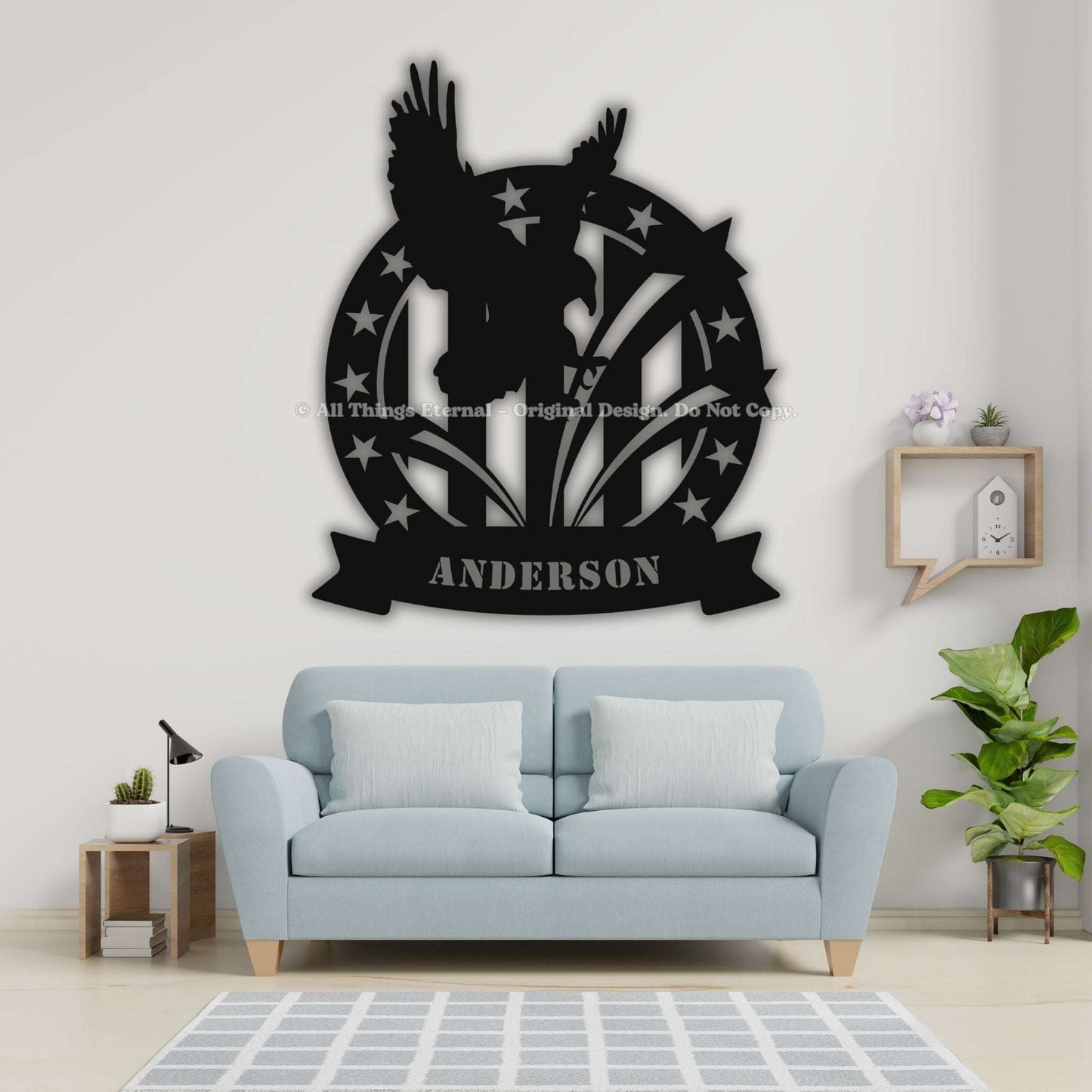 Custom Patriotic Eagle Metal  Wall Art Sign - USA Flag Military Gifts