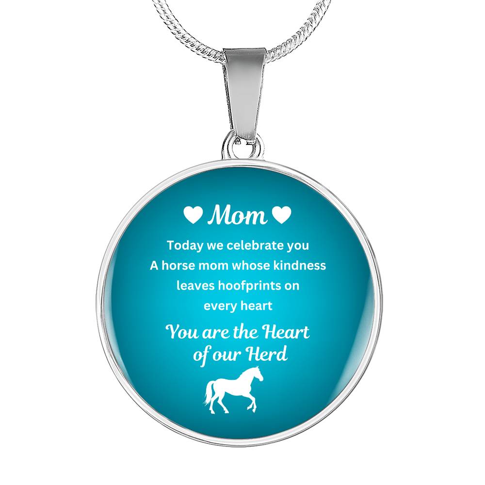 Custom Horse Mom Circle  Necklace – You Are The Heart Of Our Herd Gift for Mom