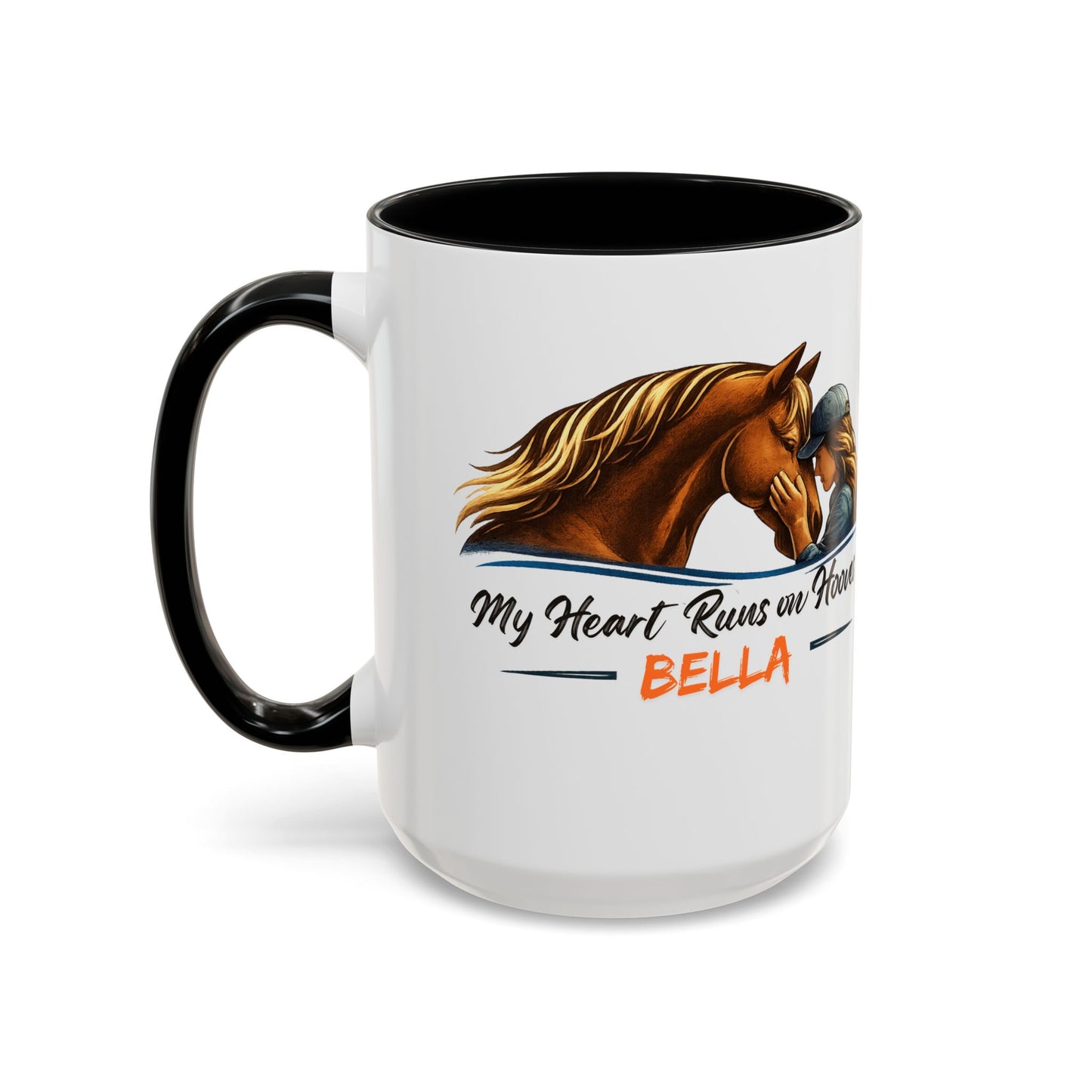 Personalized Two-Tone Horse Coffee Mug – My Heart Runs on Hooves