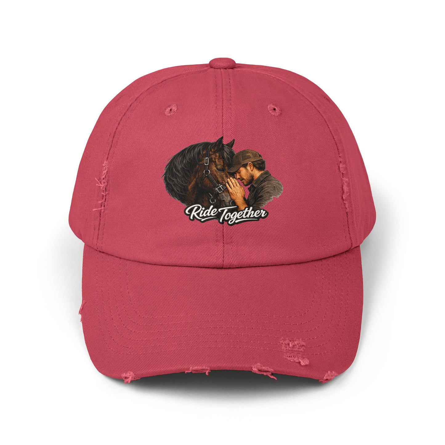 Ride Together Distressed Dad Hat – Horse & Rider Baseball Cap