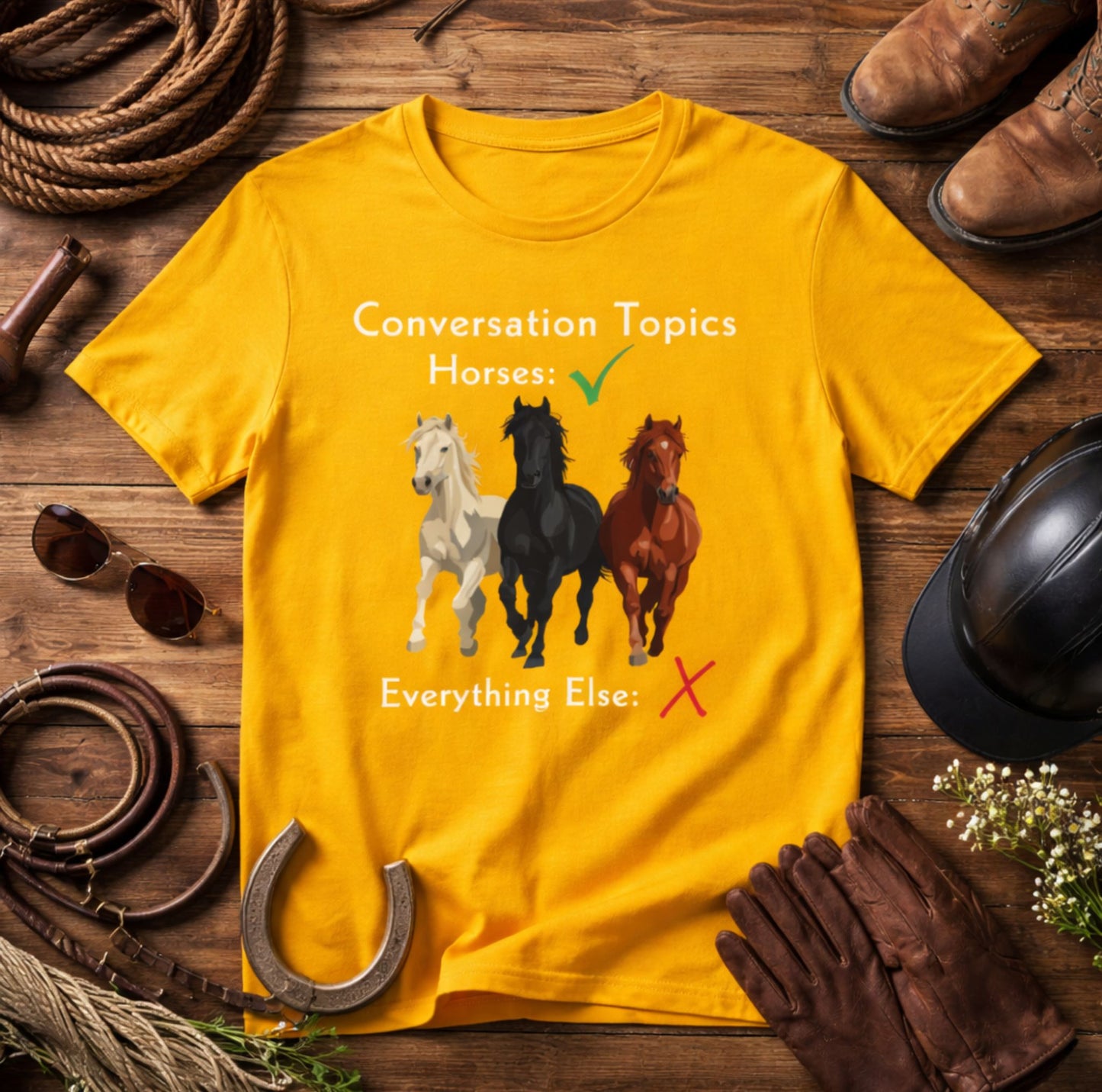 Horse Lover T-Shirt - Conversation Topics: Horses Graphic Tee