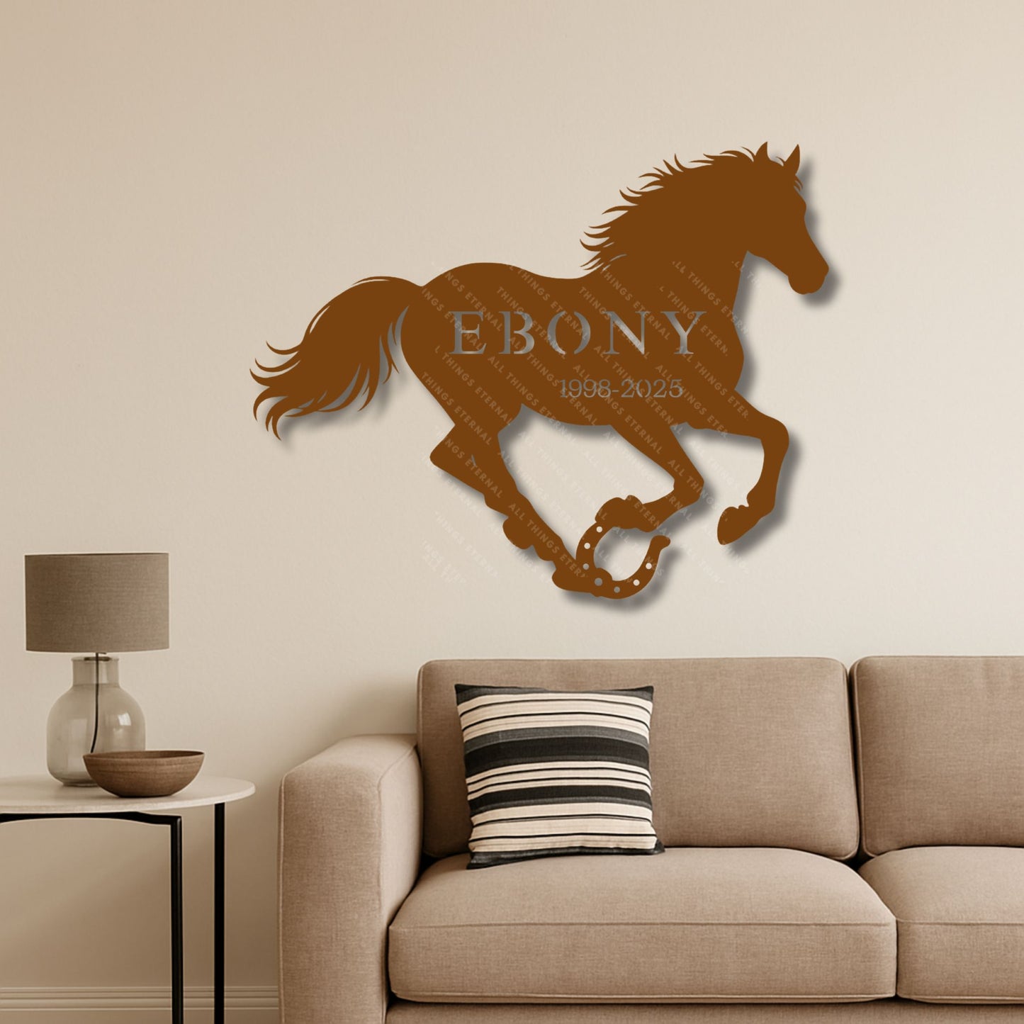 Personalized Horse Memorial Metal Wall Art – Custom Name & Dates Rustic Farmhouse Decor