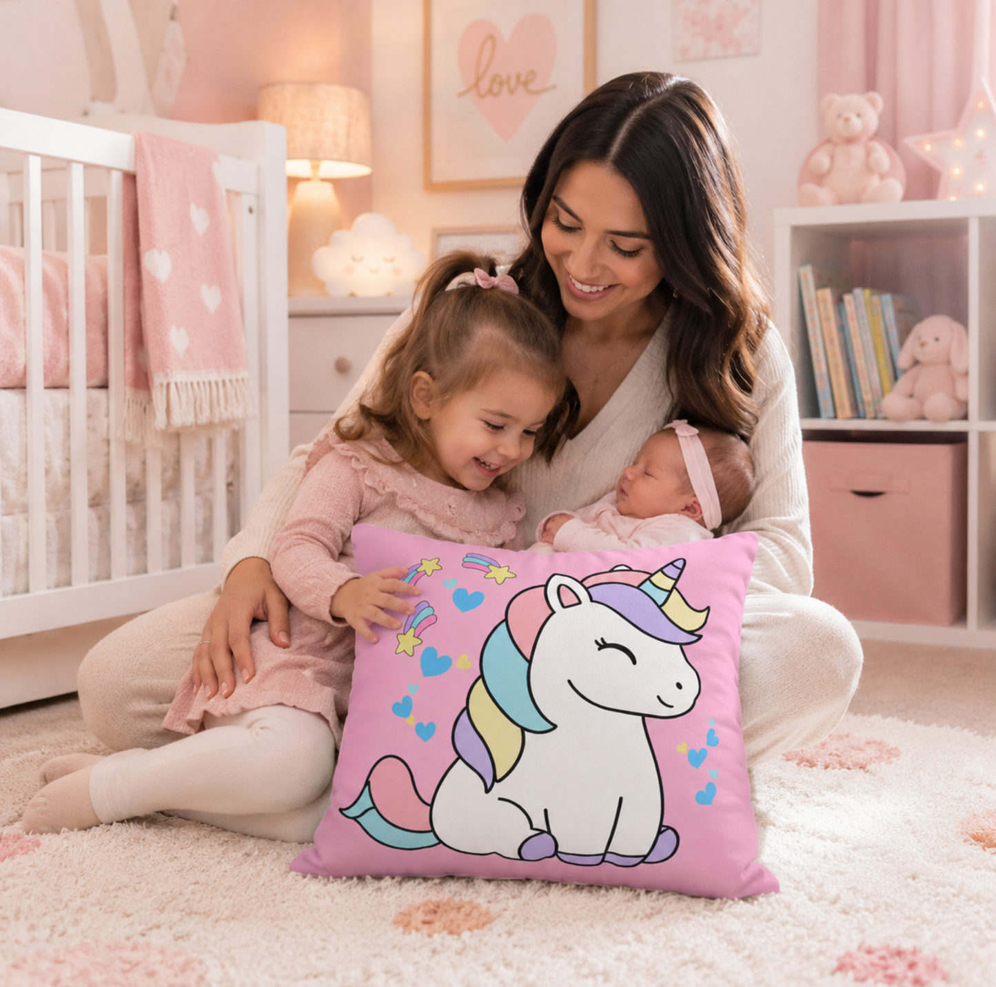 Sleepy Pastel Unicorn Pillowcase | Cute Kids Decorative Throw Pillow Cover