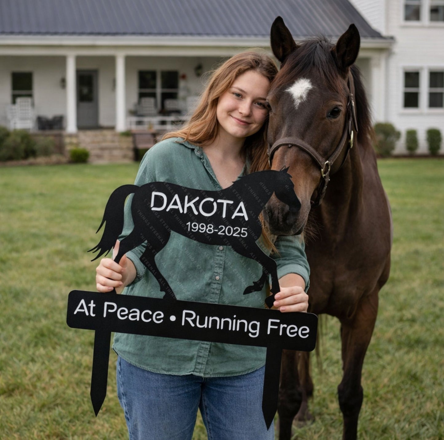 Custom Horse Memorial Garden Stake – Personalized Metal Grave Marker