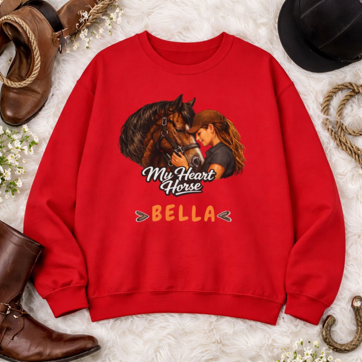 My Heart Horse Personalized Crewneck Sweatshirt for Women