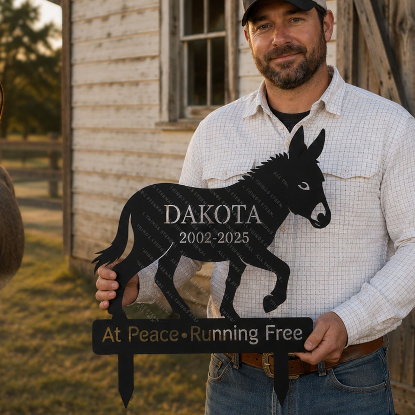 Personalized Donkey Memorial Metal Garden Yard Sign Decor
