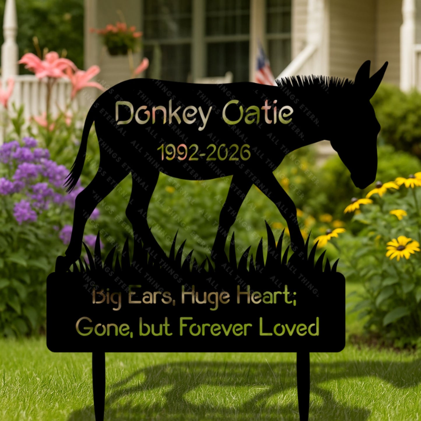 Personalized Donkey Memorial Metal Yard Sign – Custom Pet Loss Marker