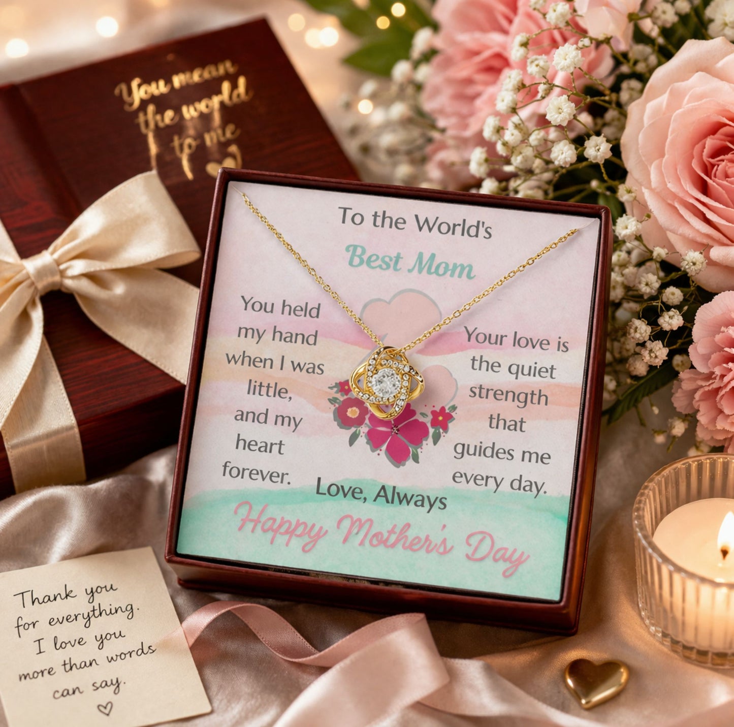 To The World's Best Mom Love Knot Necklace – Mother's Day Gift