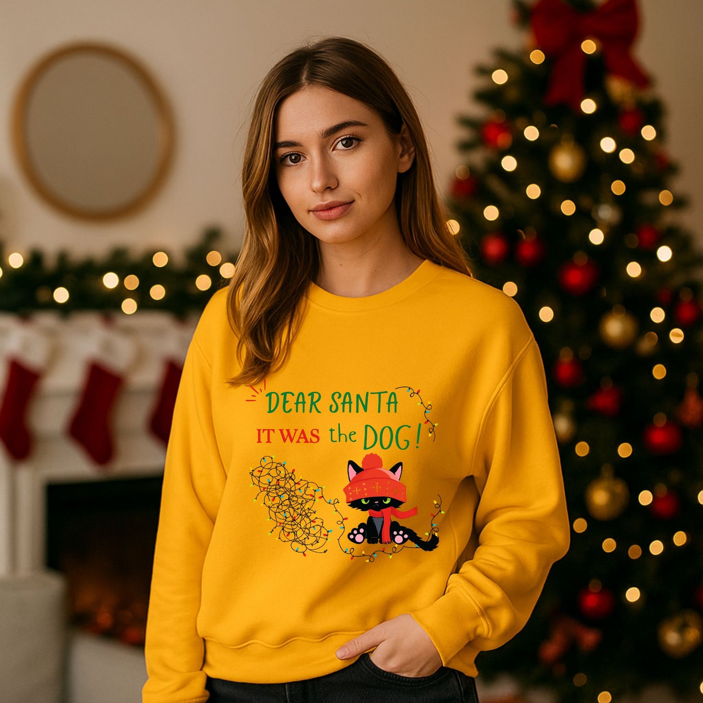 It Was the Dog Funny Cat Sweatshirt – Cozy Holiday Christmas Gift