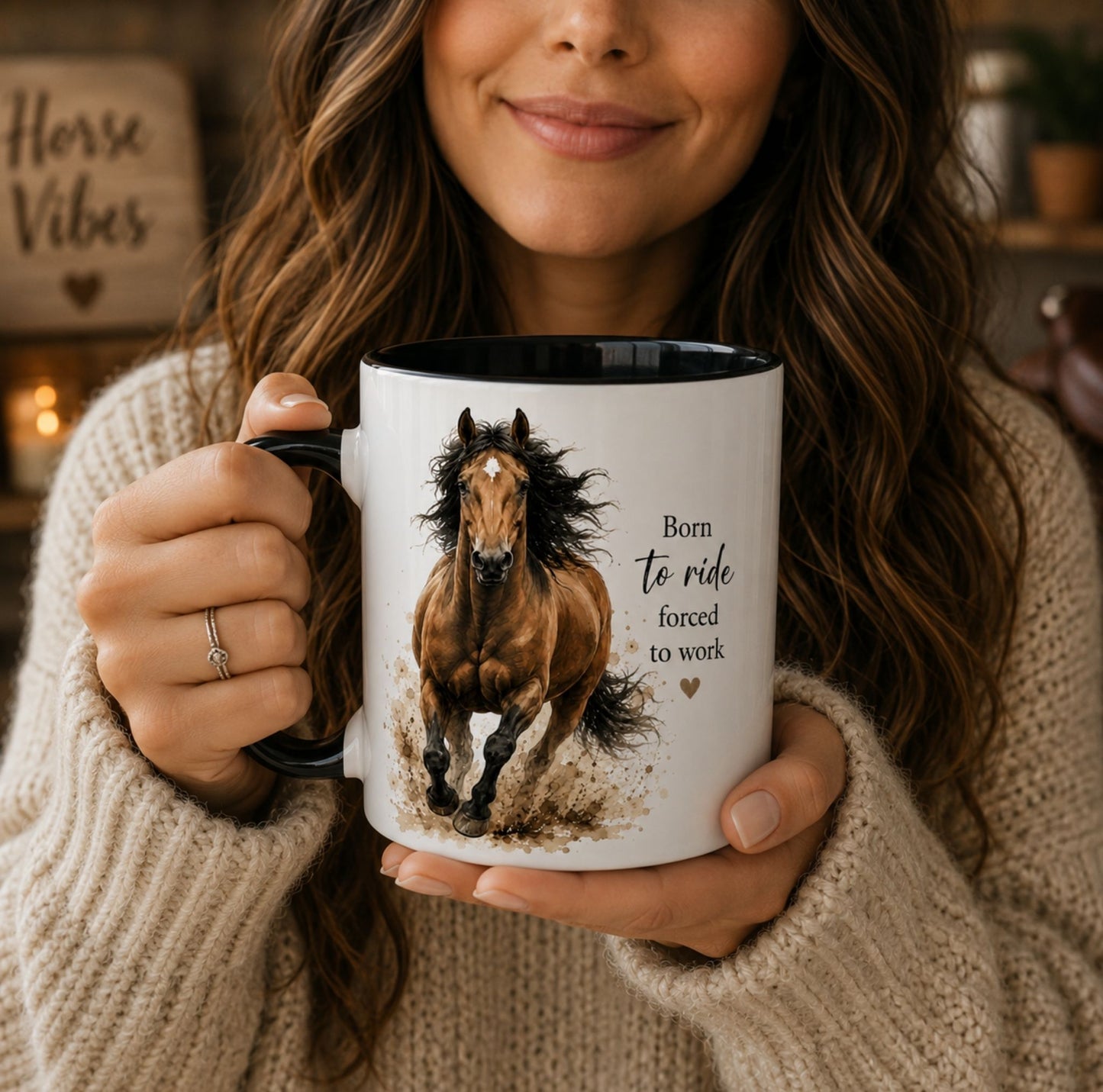 Born to Ride Forced to Work Horse Mug – Equestrian Coffee Cup