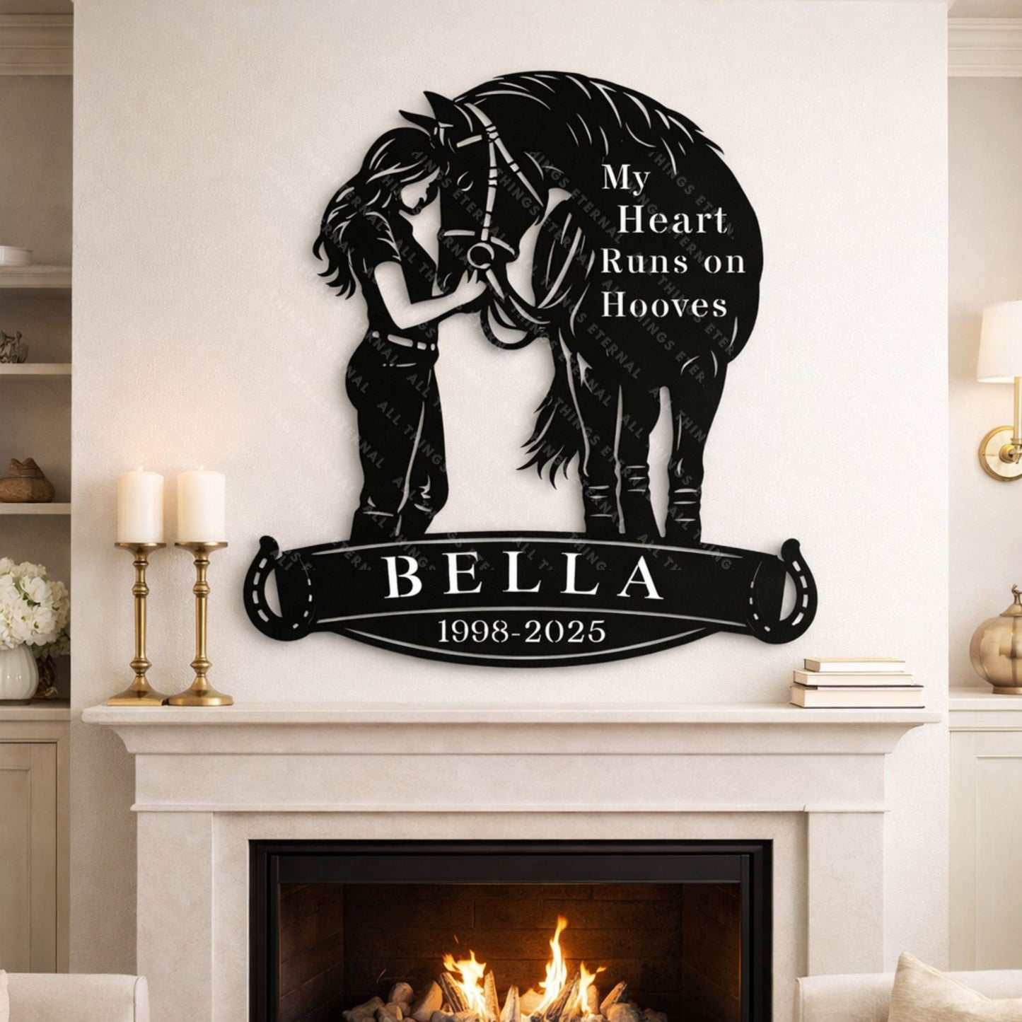 Personalized Horse Memorial Metal Sign – My Heart Runs on Hooves Gift For Horse Lovers