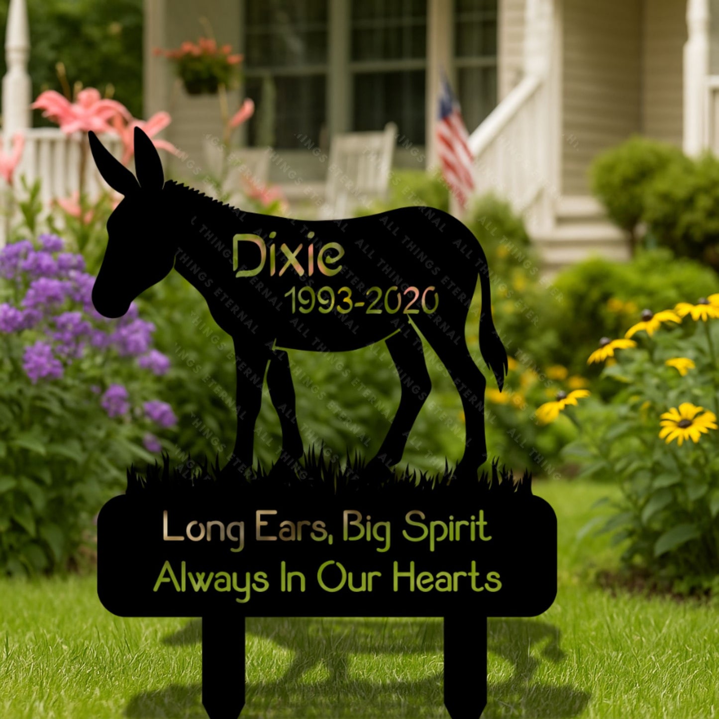 Personalized Donkey Grave Marker – Memorial Metal Yard Sign