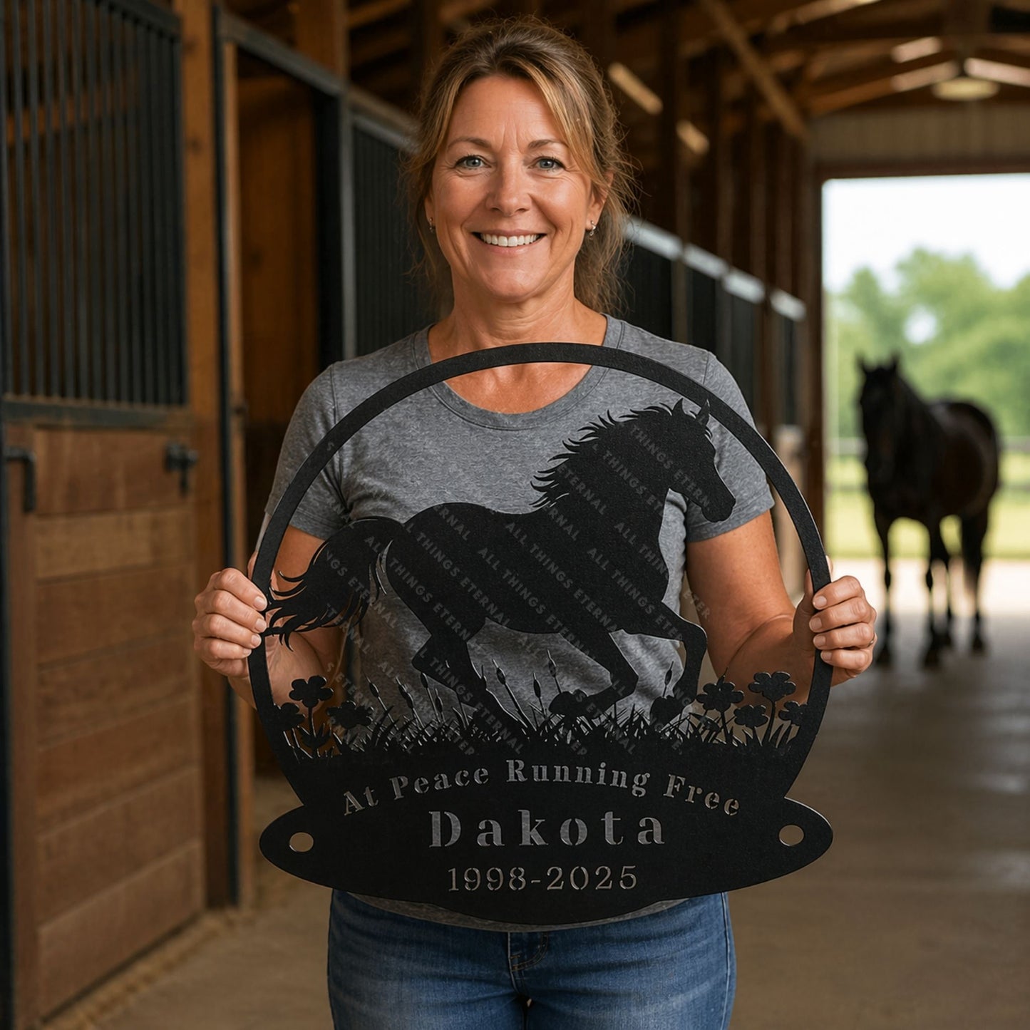 Custom Horse Memorial Metal Sign – Personalized Tribute with Name & Dates