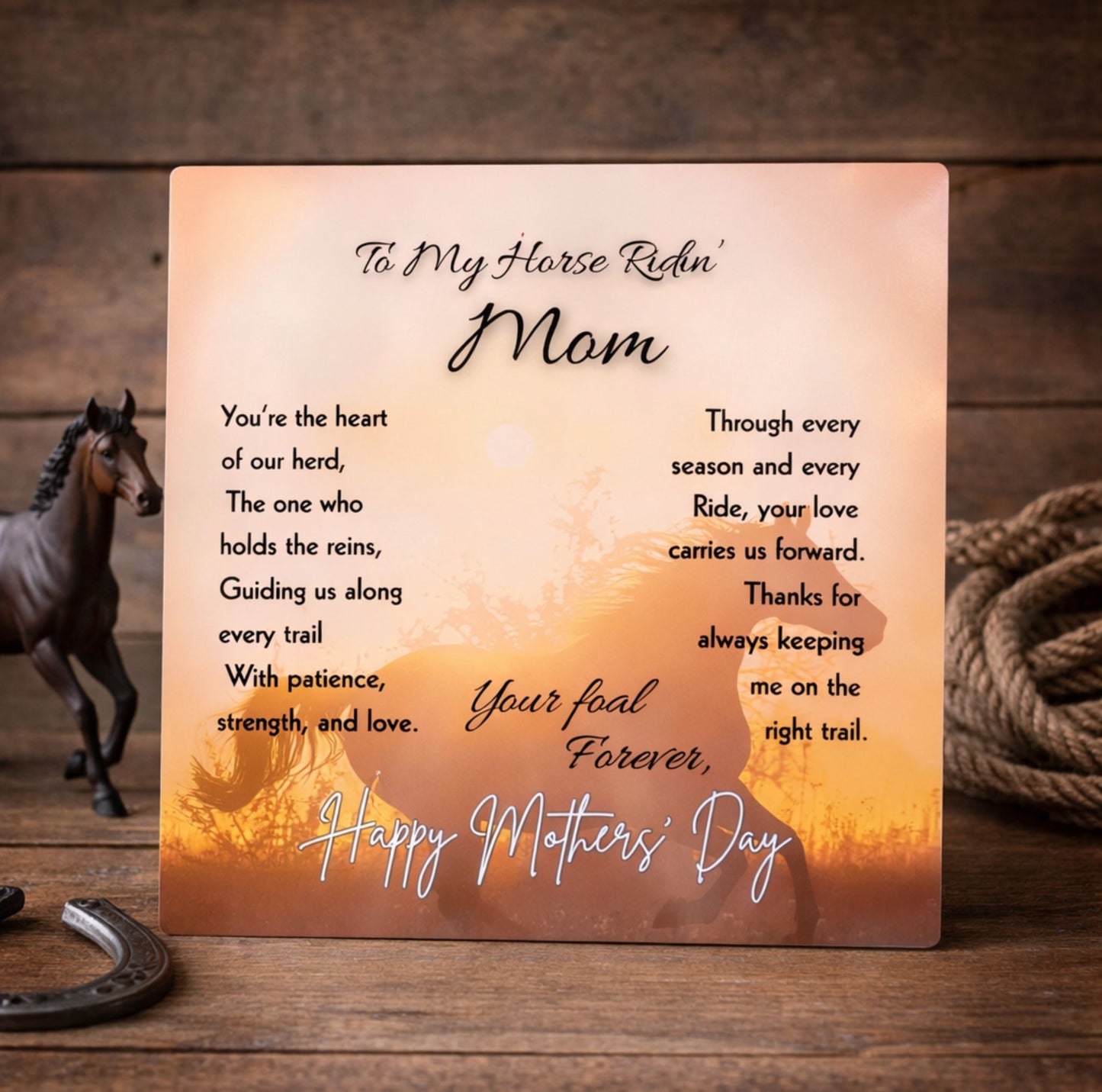 To My Horse Ridin' Mom High Gloss Metal Art Print  – Mother's Day Horse Gift