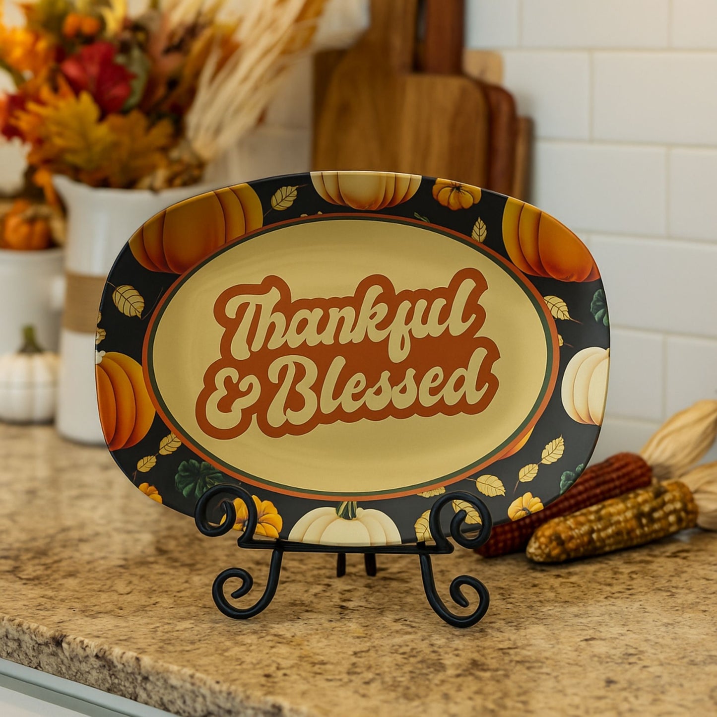 Thankful & Blessed  Serving Platter – Thanksgiving Tray