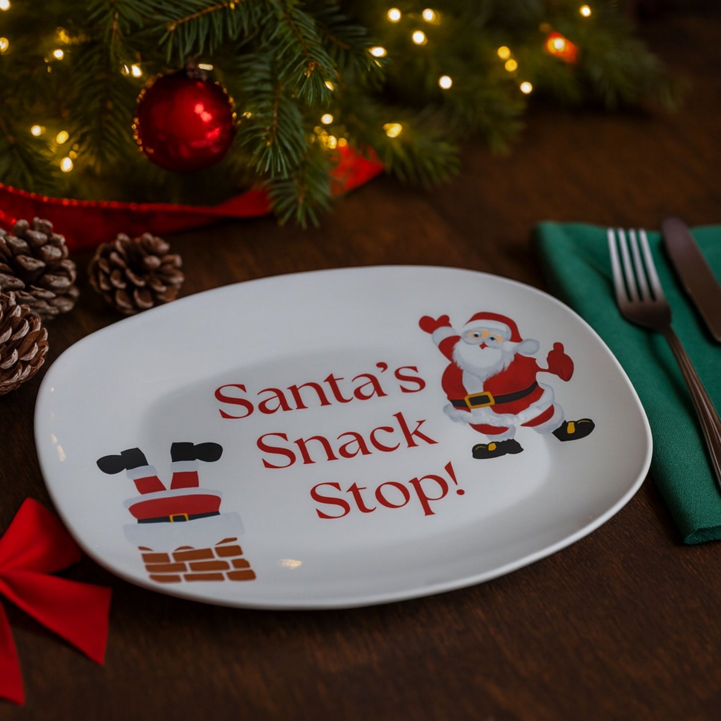 Christmas Serving Tray – Santa Snack Stop Festive Holiday Platter