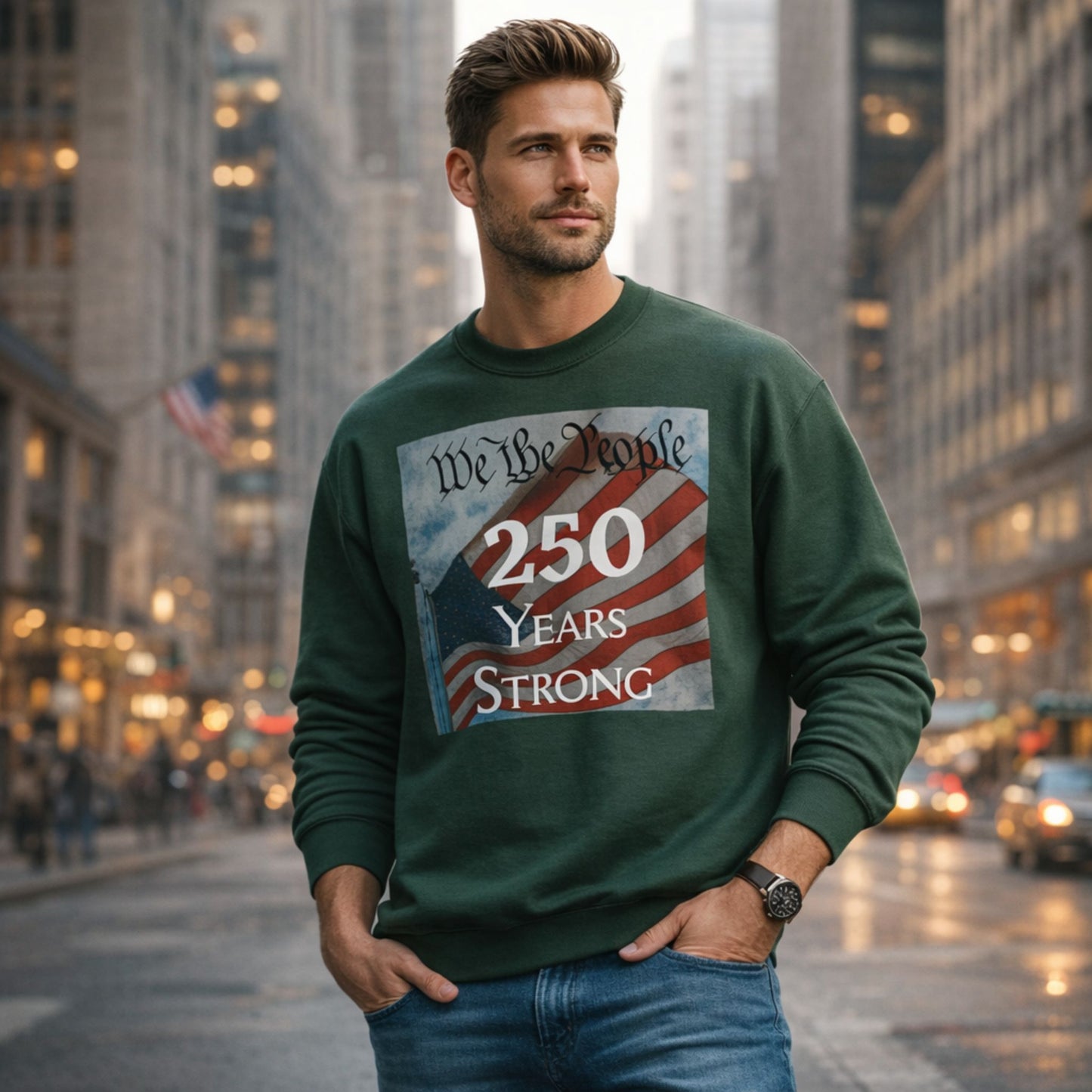 We the People – 250 Years Strong American Flag Crewneck