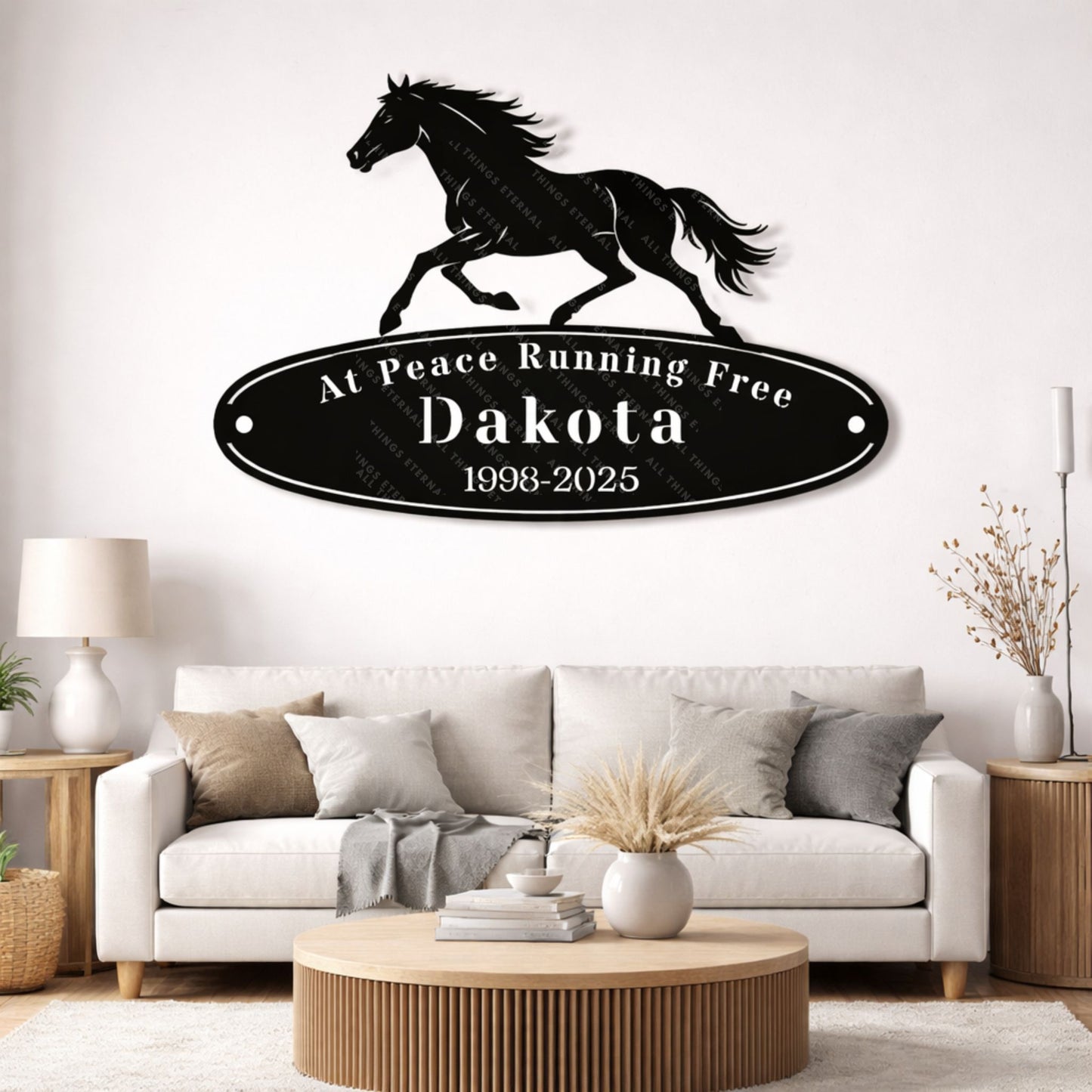 Custom Horse Memorial Metal Sign – Personalized Equine Tribute with Name & Dates