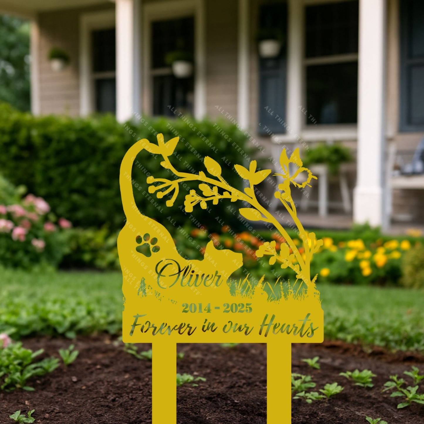 Custom Cat Memorial Stake: Metal Garden Grave Marker, Pet Remembrance