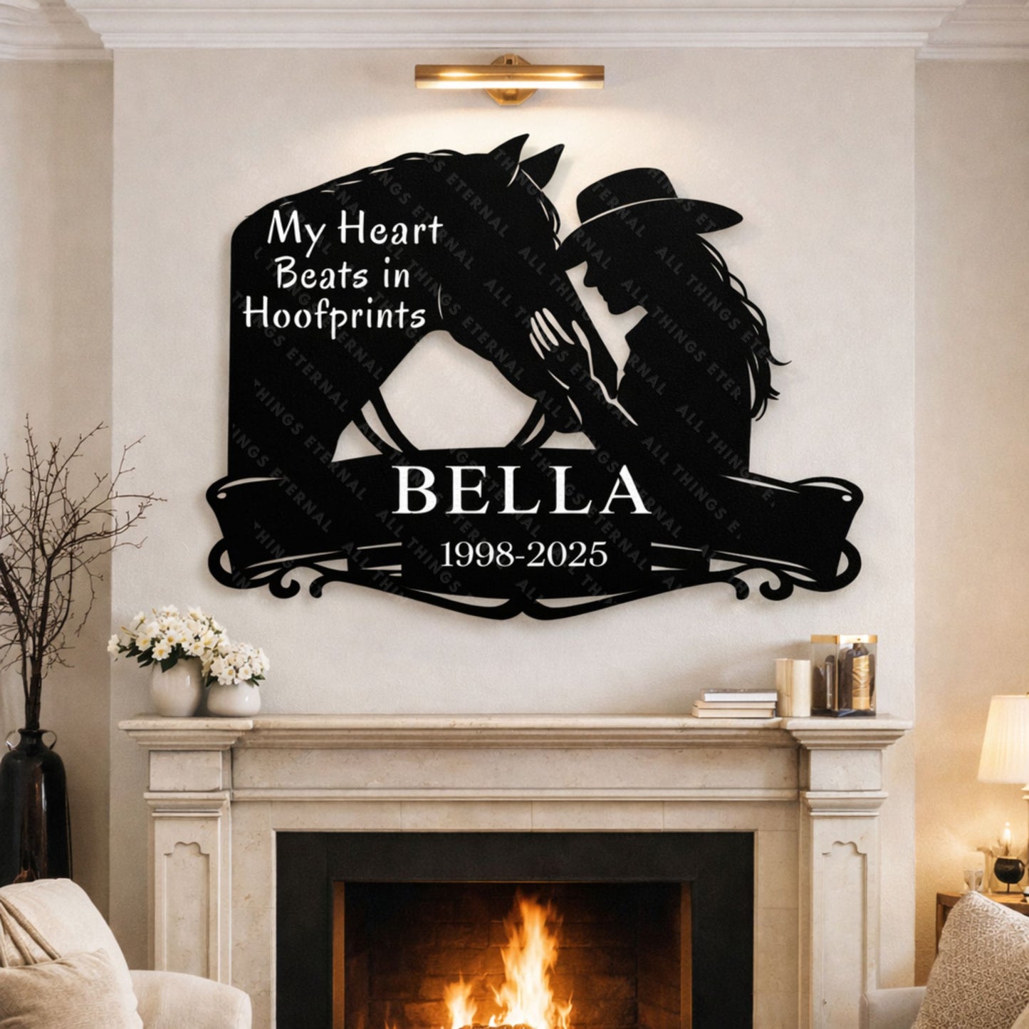 Personalized Horse Memorial Metal Sign – My Heart Beats in Hoofprints