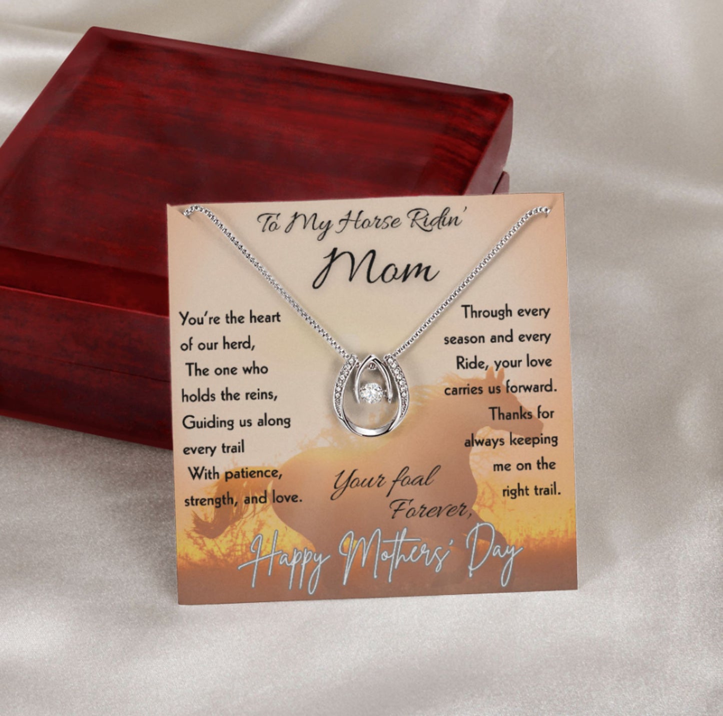 To My Horse Ridin' Mom Necklace – Horse Lover Gift for Mom | Mother's Day Jewelry