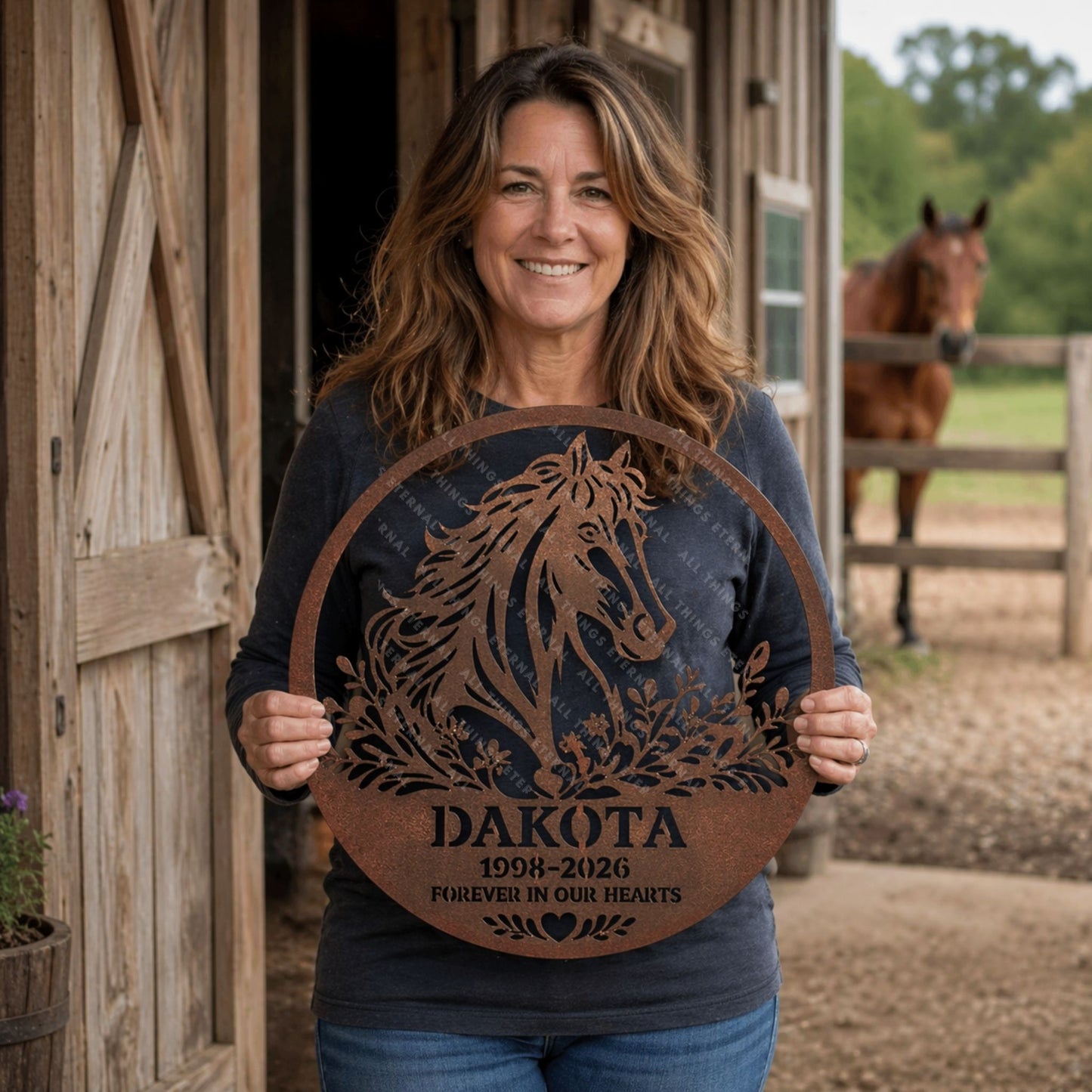 Personalized Horse Memorial Metal Sign | Custom Name Barn Decor Gift