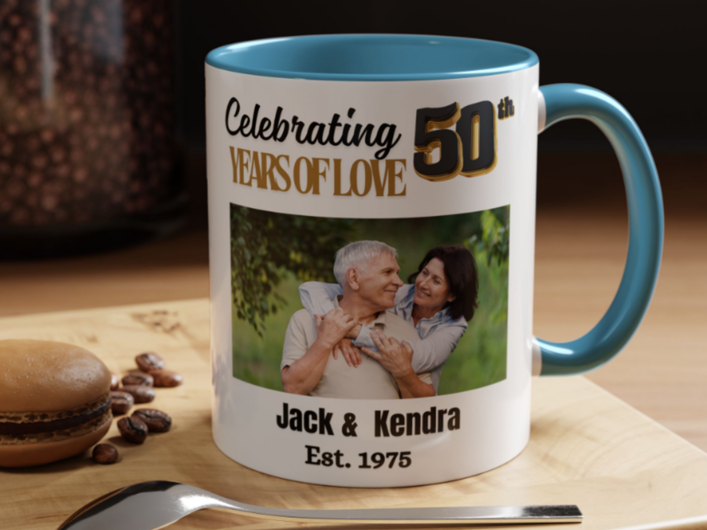 Custom 50th Anniversary Photo Mug-  Golden Wedding Gift for Couple