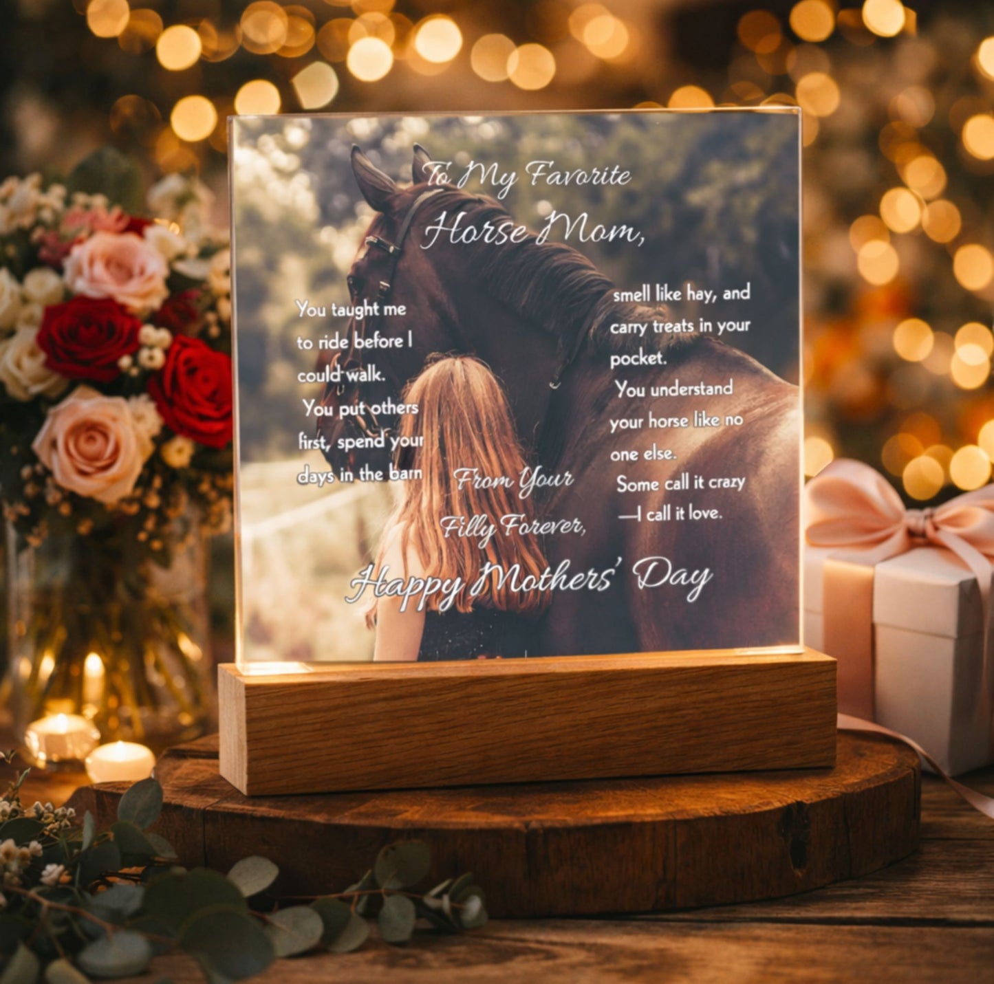 To My Favorite Horse Mom Acrylic Plaque – Mother's Day Gift for Horse Lovers