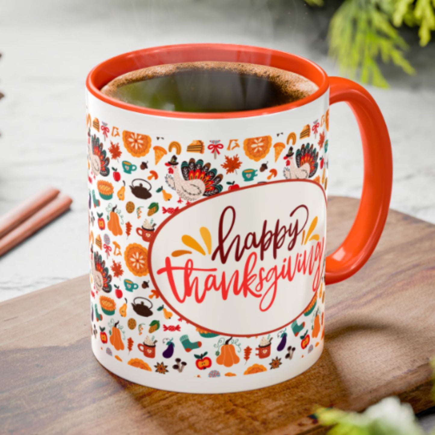 Happy Thanksgiving Mug | Festive Two-Tone Coffee Cup Gift
