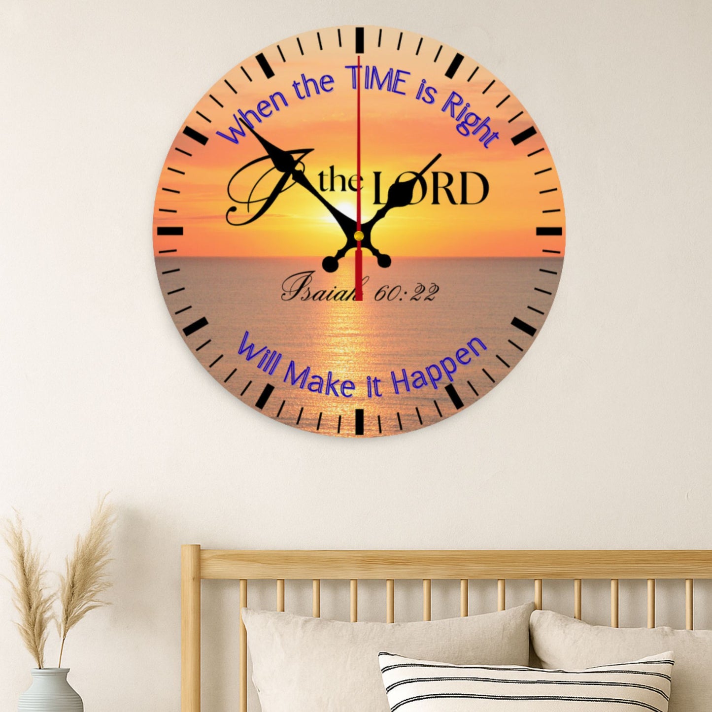 Christian Wall Clock – Isaiah 60:22 Scripture Sunrise Faith Decor