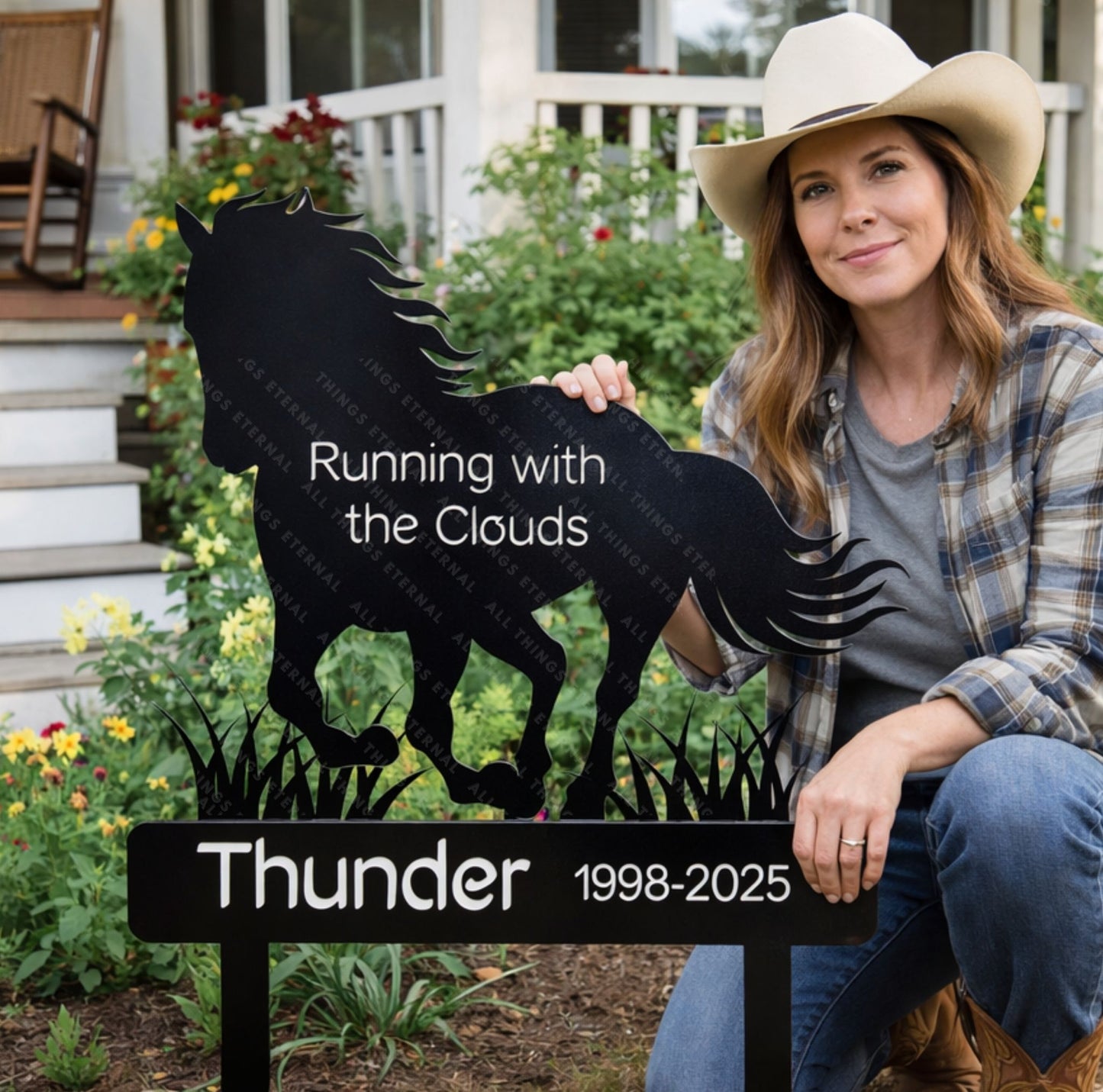Custom Horse Memorial Metal Grave Marker – Personalized Tribute Sign