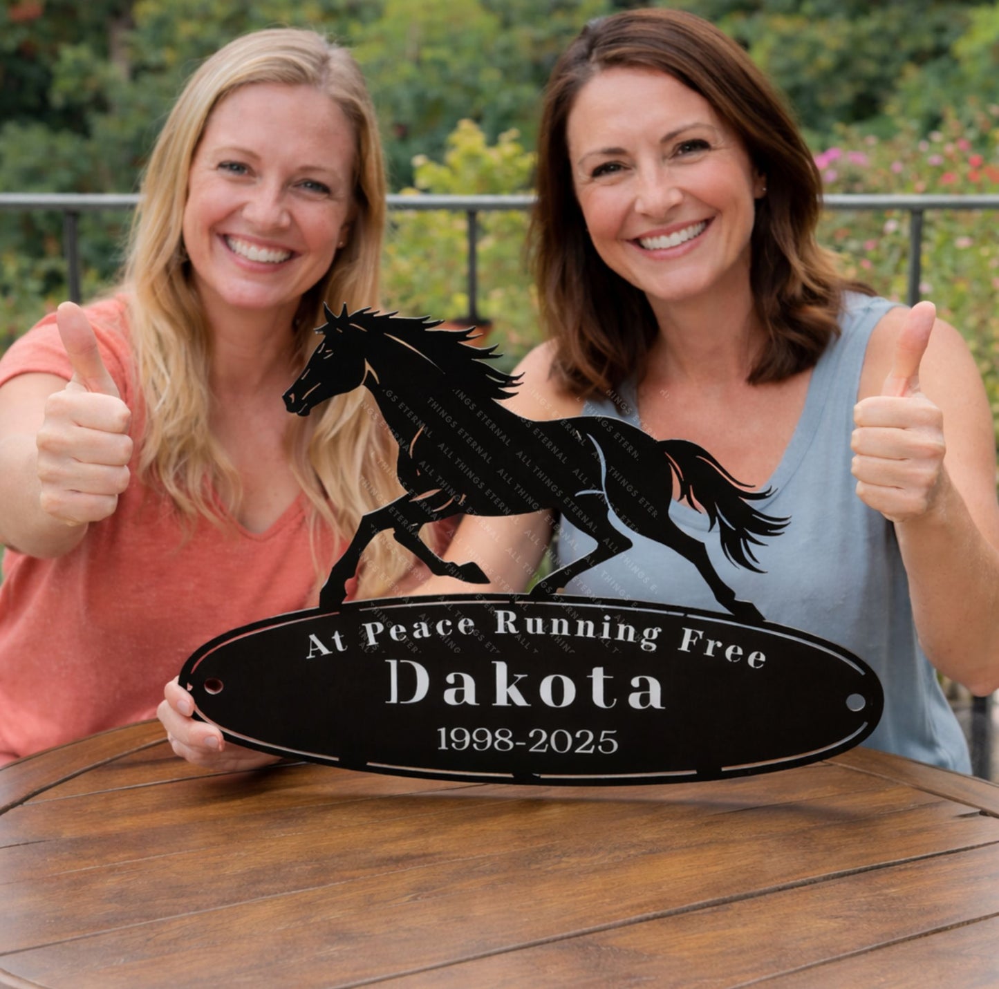 Custom Horse Memorial Metal Sign – Personalized Equine Tribute with Name & Dates