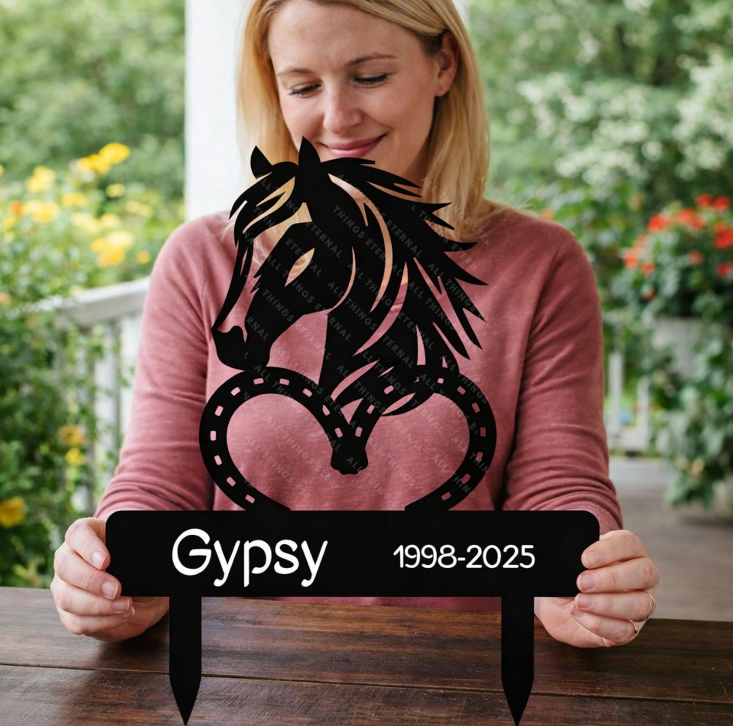 Personalized Horse Memorial Metal Grave Marker | Custom Tribute Sign